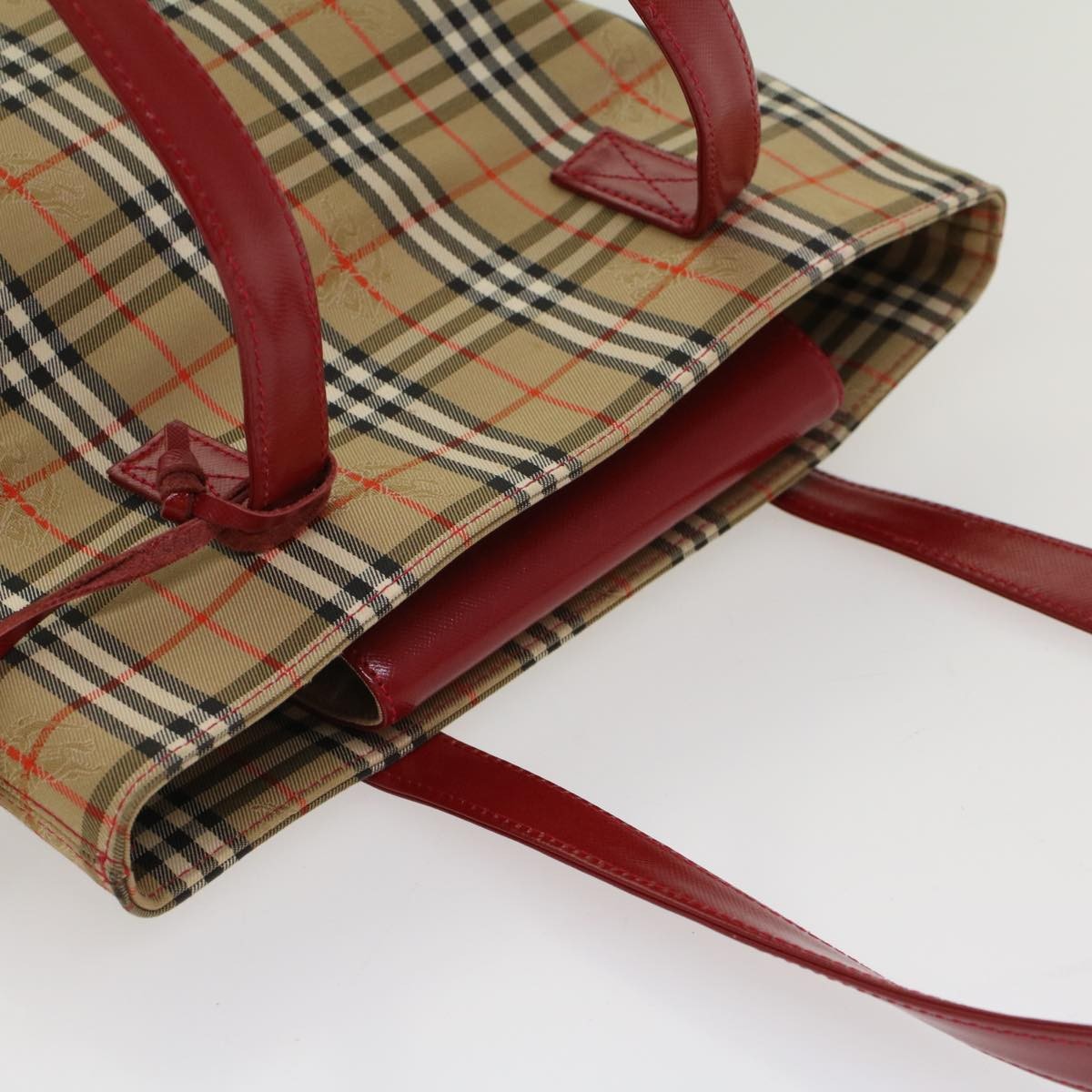 Burberry Nova Check Tote Nylon And Leather Beige Nylon Tote Bag Bag (Pre-Owned)