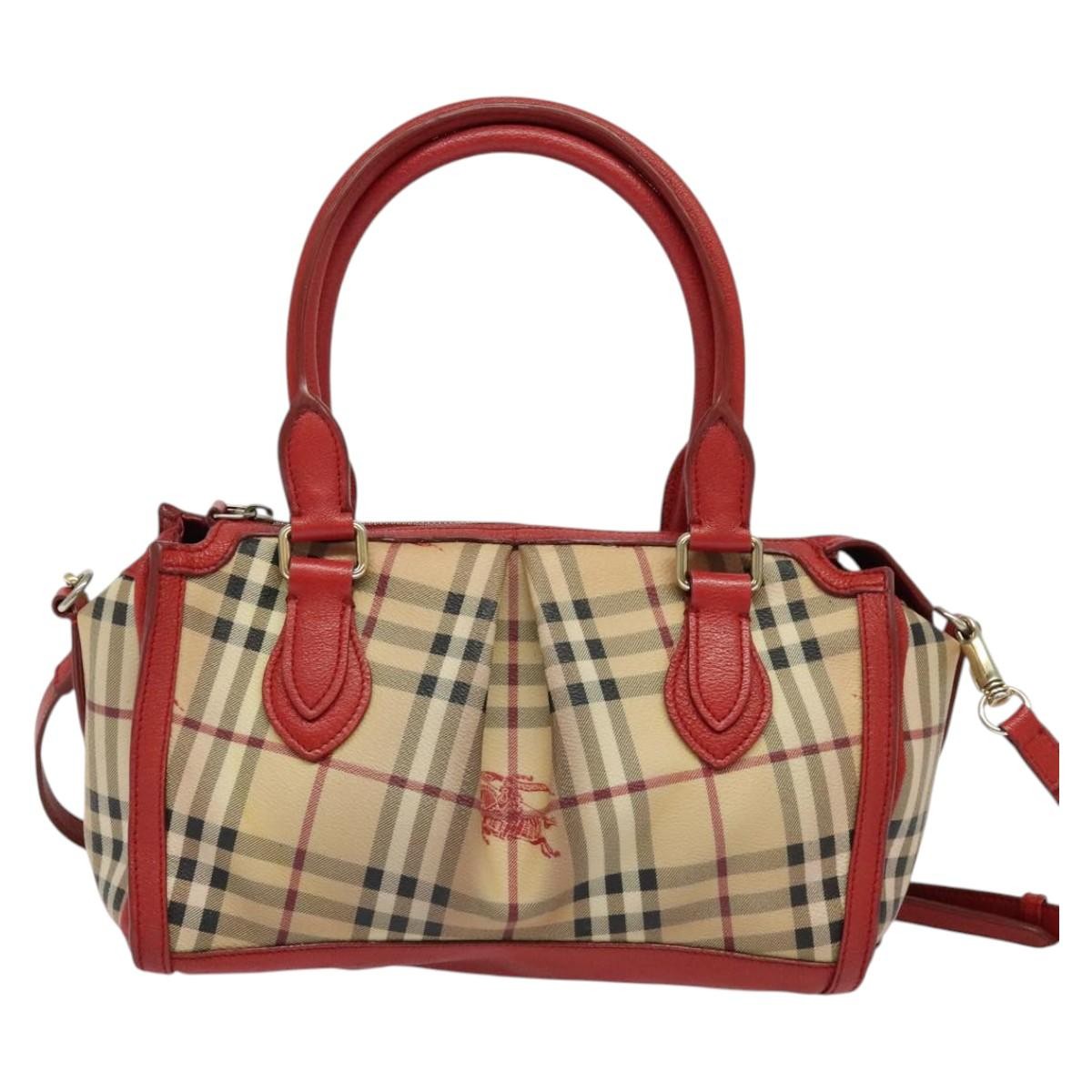 Burberry Pilgrim Satchel Haymarket Coated Canvas Beige Canvas Handbag (Pre-Owned)