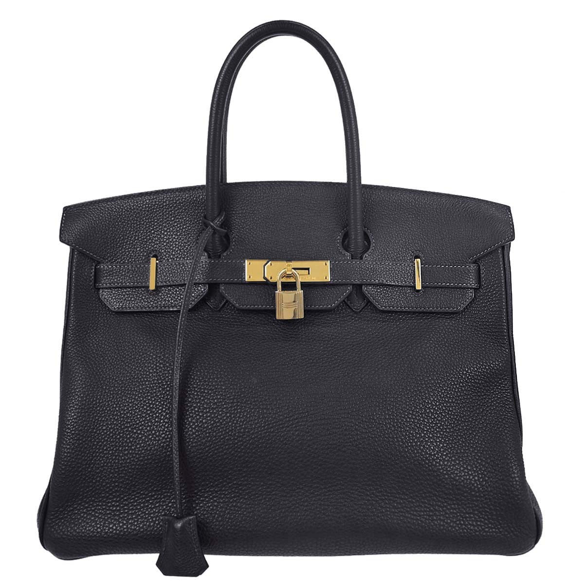 Hermes Birkin Handbag Blue Togo With Gold Hardware Blue Leather Handbag (Pre-Owned)