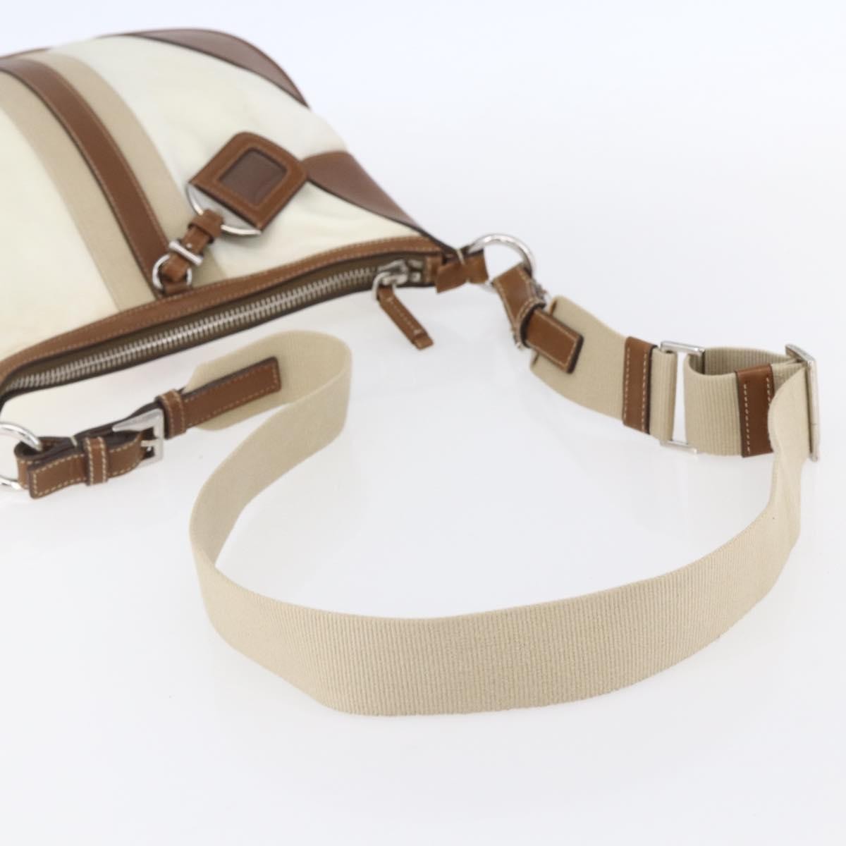 Prada Vintage Shoulder Bag Nylon And Leather Beige Nylon Shoulder Bag Bag (Pre-Owned)