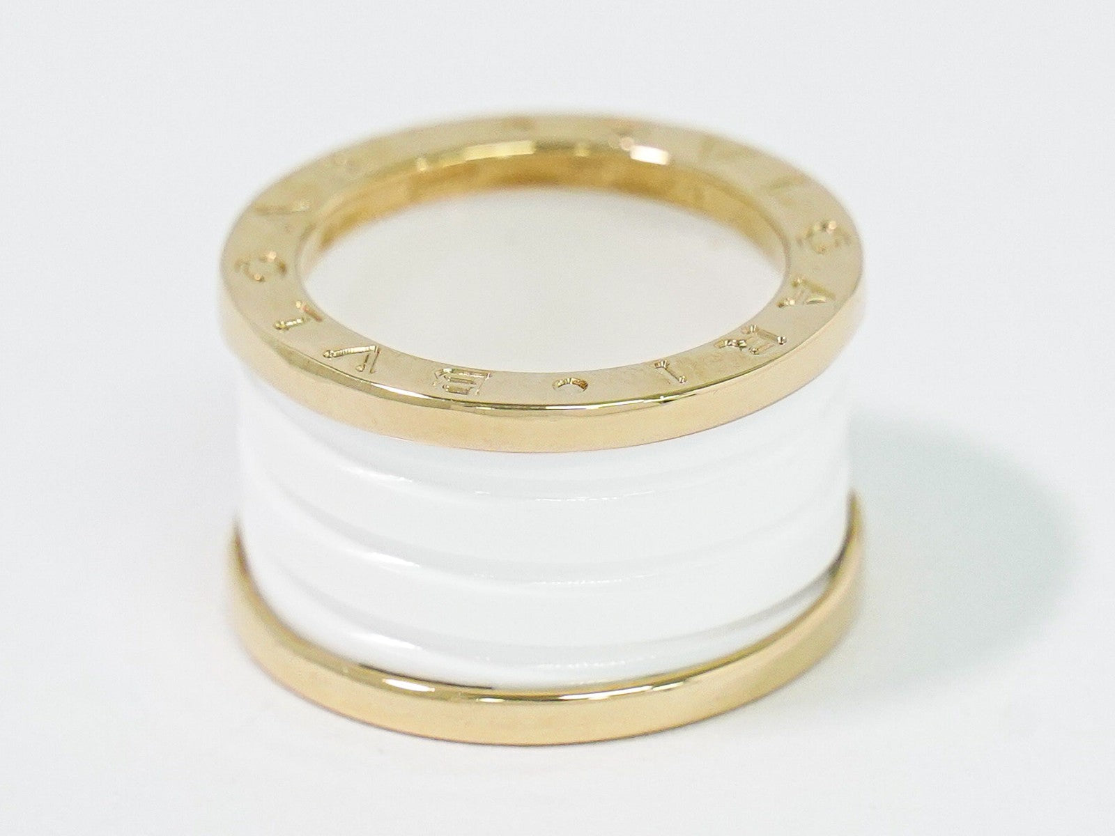 Bvlgari B.Zero1 Three Band Ring 18K Yellow Gold And Ceramic Gold Yellow_Gold Ring Jewelry (Pre-Owned)