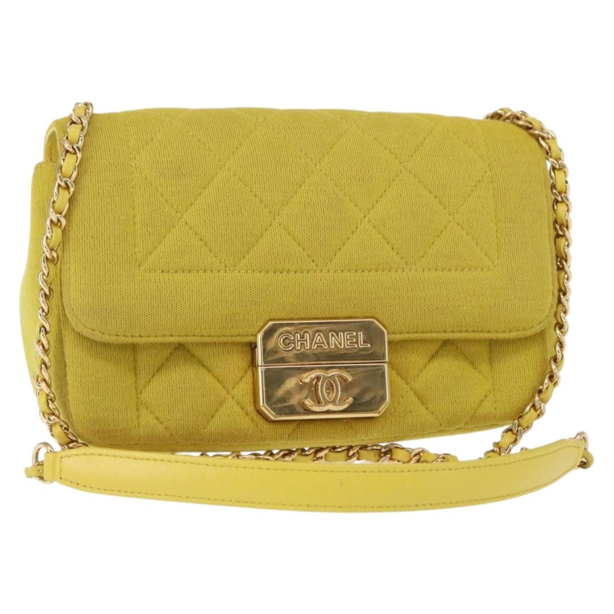 Chanel Chic With Me Flap Bag Quilted Jersey Yellow Cotton Shoulder Bag Bag (Pre-Owned)