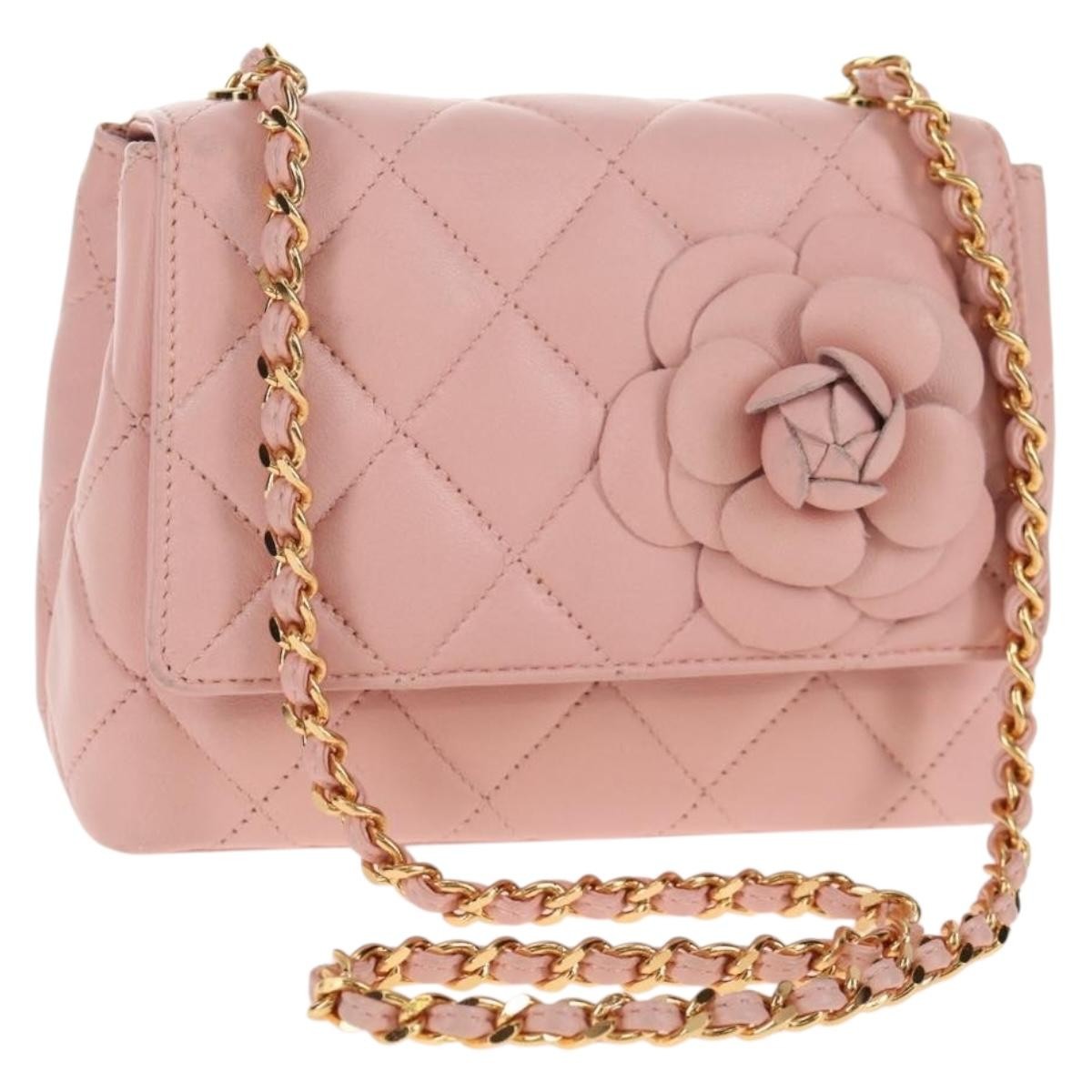 Chanel Vintage Camellia Flap Bag Quilted Lambskin Pink Leather Bag (Pre-Owned)