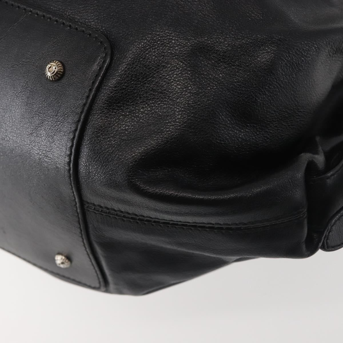 Salvatore Ferragamo Gancini Tote Leather Black Leather Tote Bag Bag (Pre-Owned)