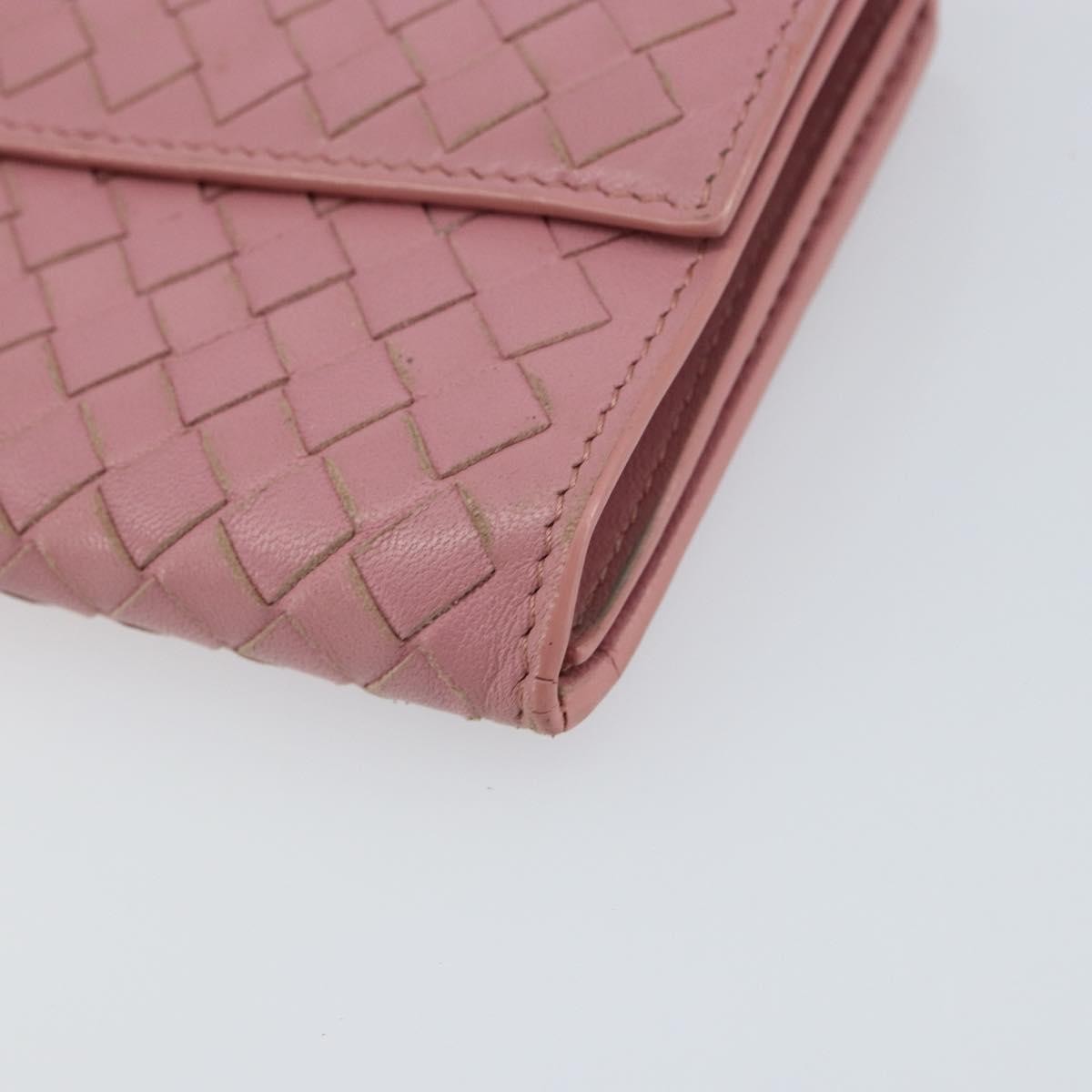 Bottega Veneta Intrecciato Long Zip Wallet Leather Pink Leather Wallets Accessory (Pre-Owned)