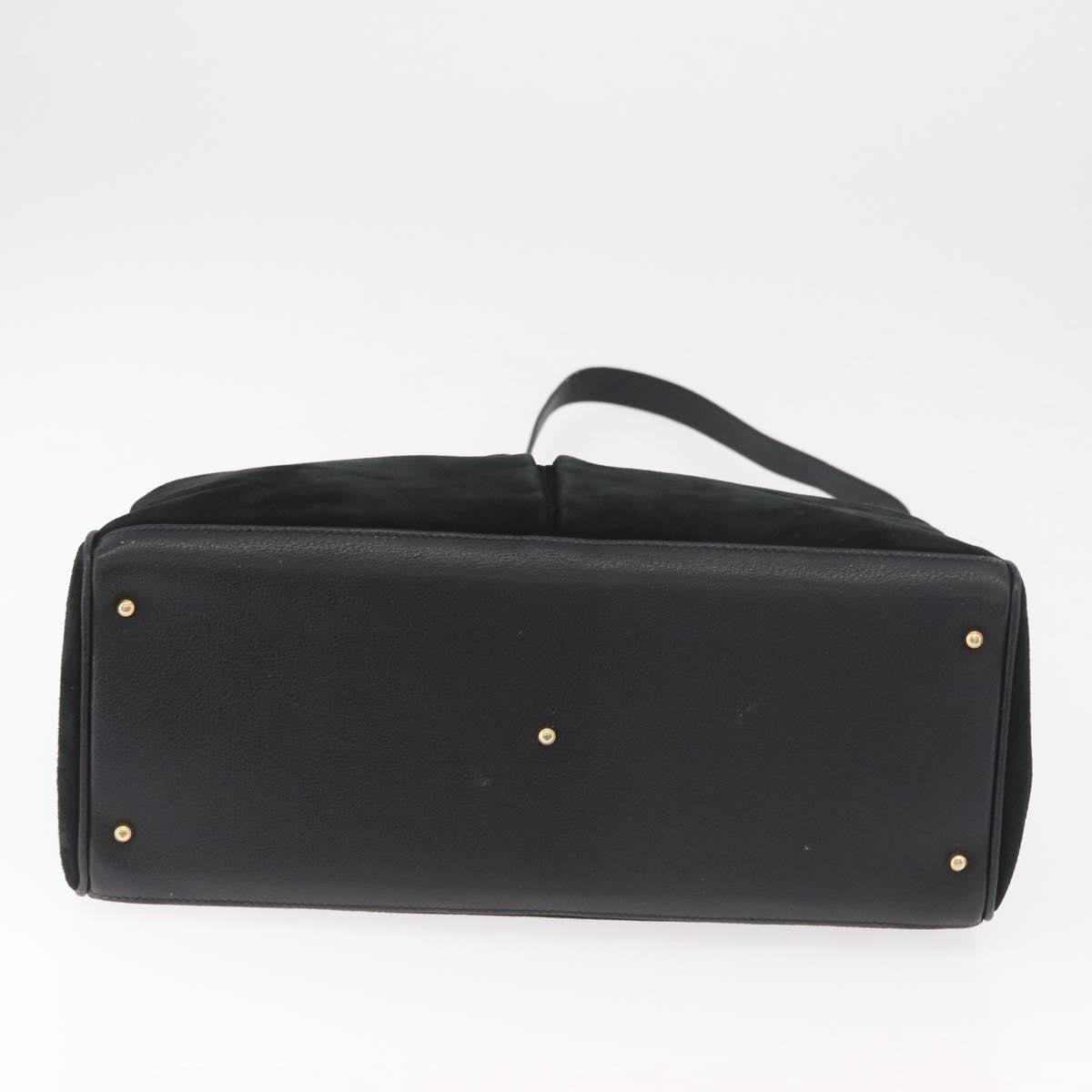 Gucci Bamboo Tote Bag Suede Black Suede Tote Bag Bag (Pre-Owned)