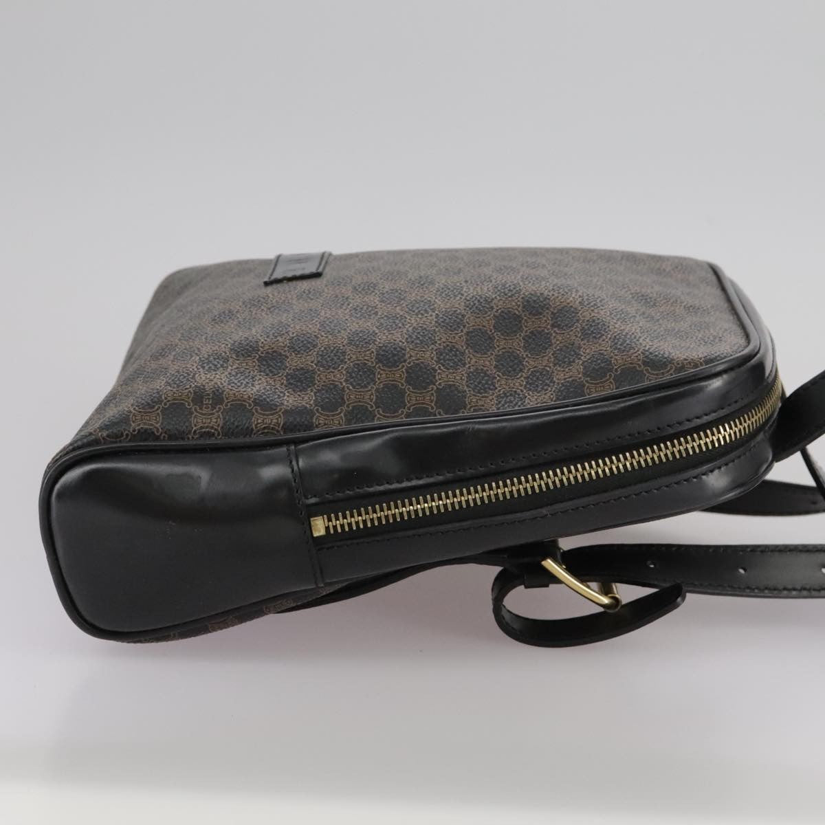 Celine Vintage Macadam Backpack Canvas And Leather Black Canvas Backpack Bag (Pre-Owned)