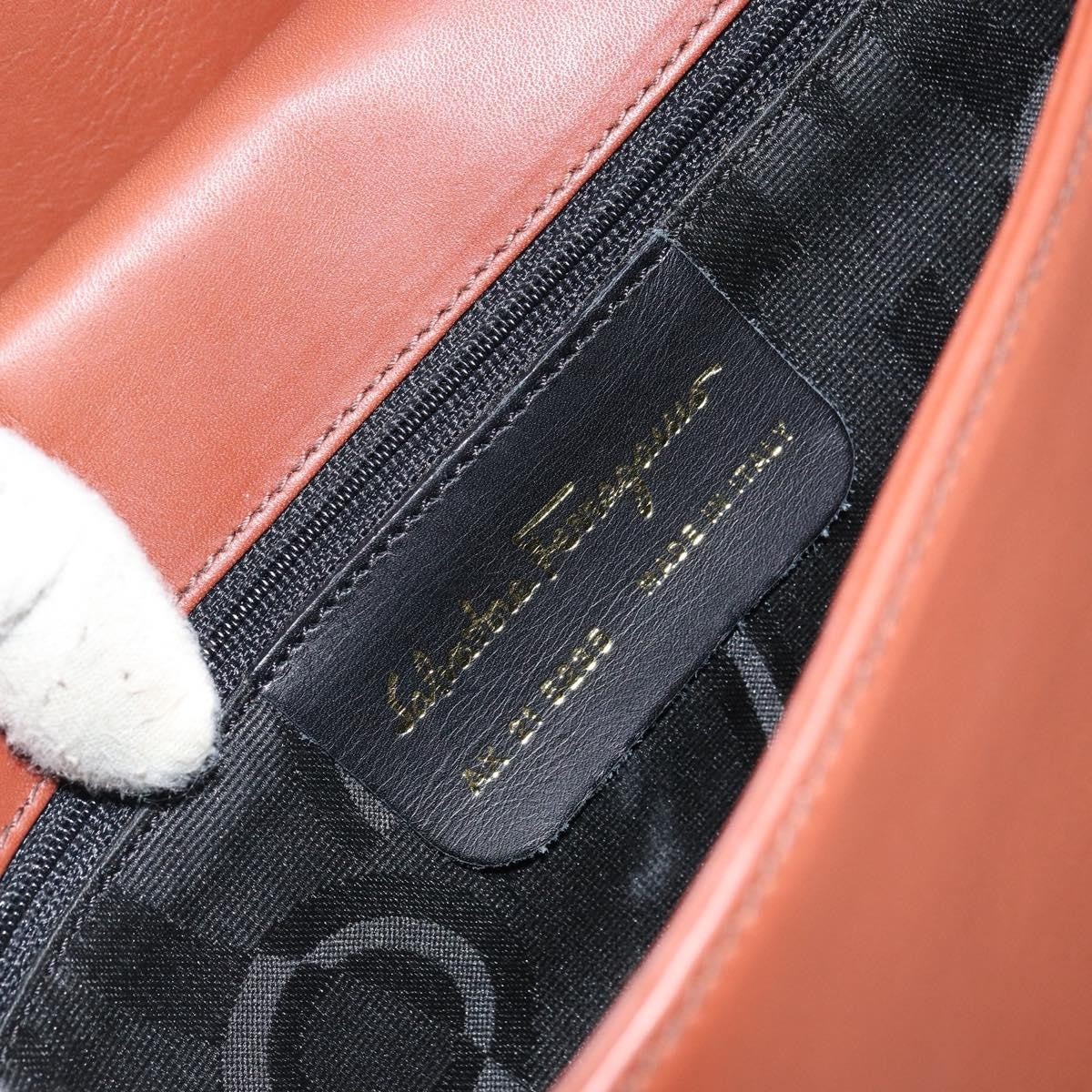 Salvatore Ferragamo Gancini Shoulder Bag Leather Brown Leather Shoulder Bag Bag (Pre-Owned)