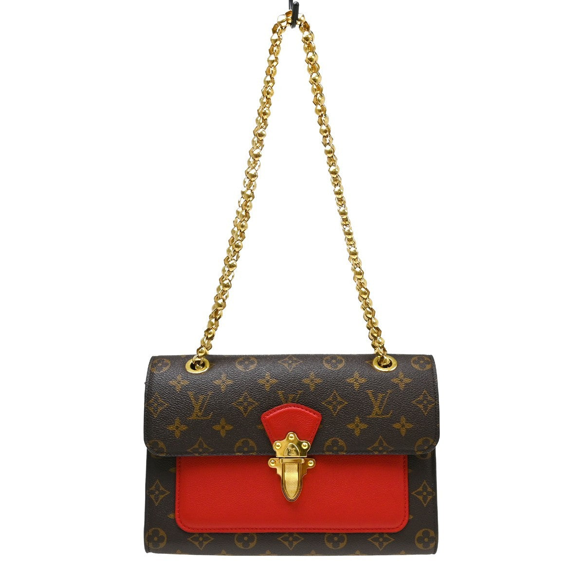 Louis Vuitton Victoire Handbag Monogram Canvas And Leather Brown Canvas Shoulder Bag Bag (Pre-Owned)