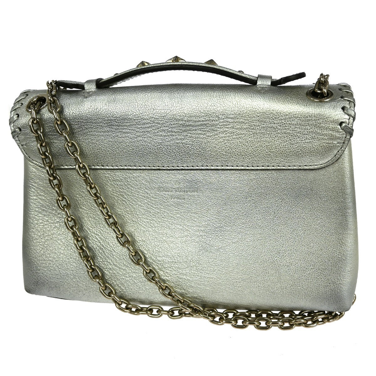 Louis Vuitton Very Chain Bag Whipstitch Leather Silver Leather Handbag (Pre-Owned)