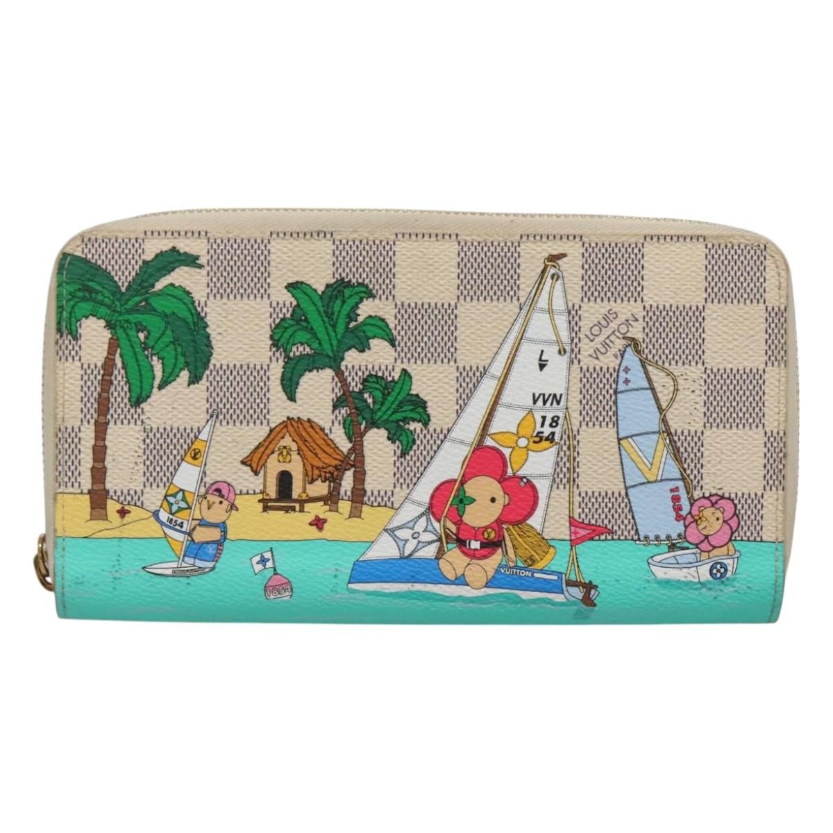 Louis Vuitton Porte-Monnaie Zippy Wallet Damier Azur Vivienne White Canvas Wallets Accessory (Pre-Owned)