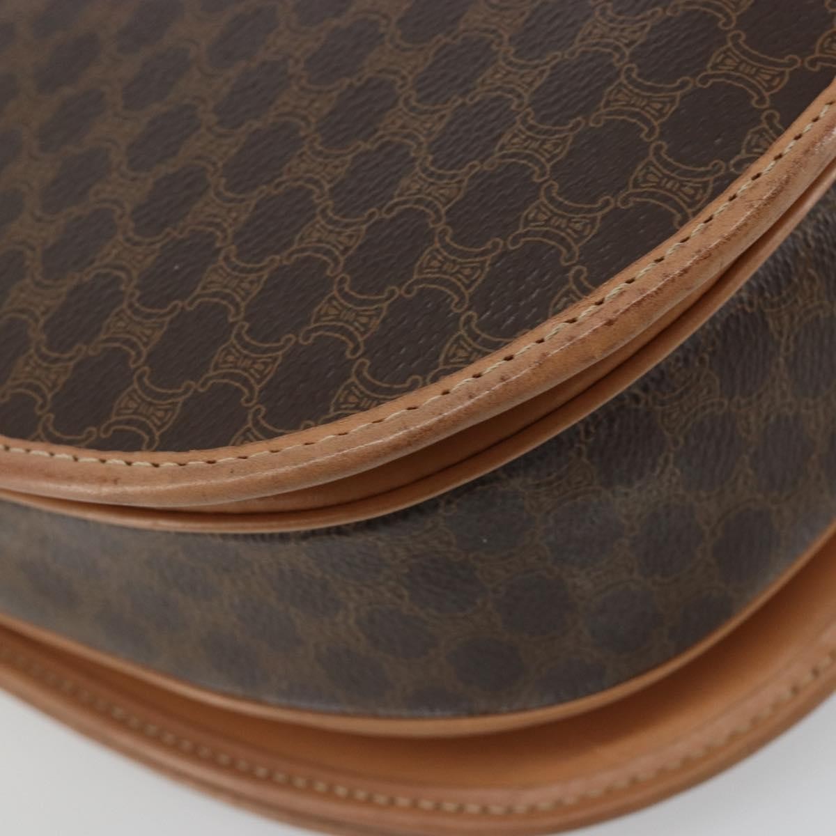 Celine Macadam Shoulder Bag Pvc Leather Brown Canvas Shoulder Bag Bag (Pre-Owned)