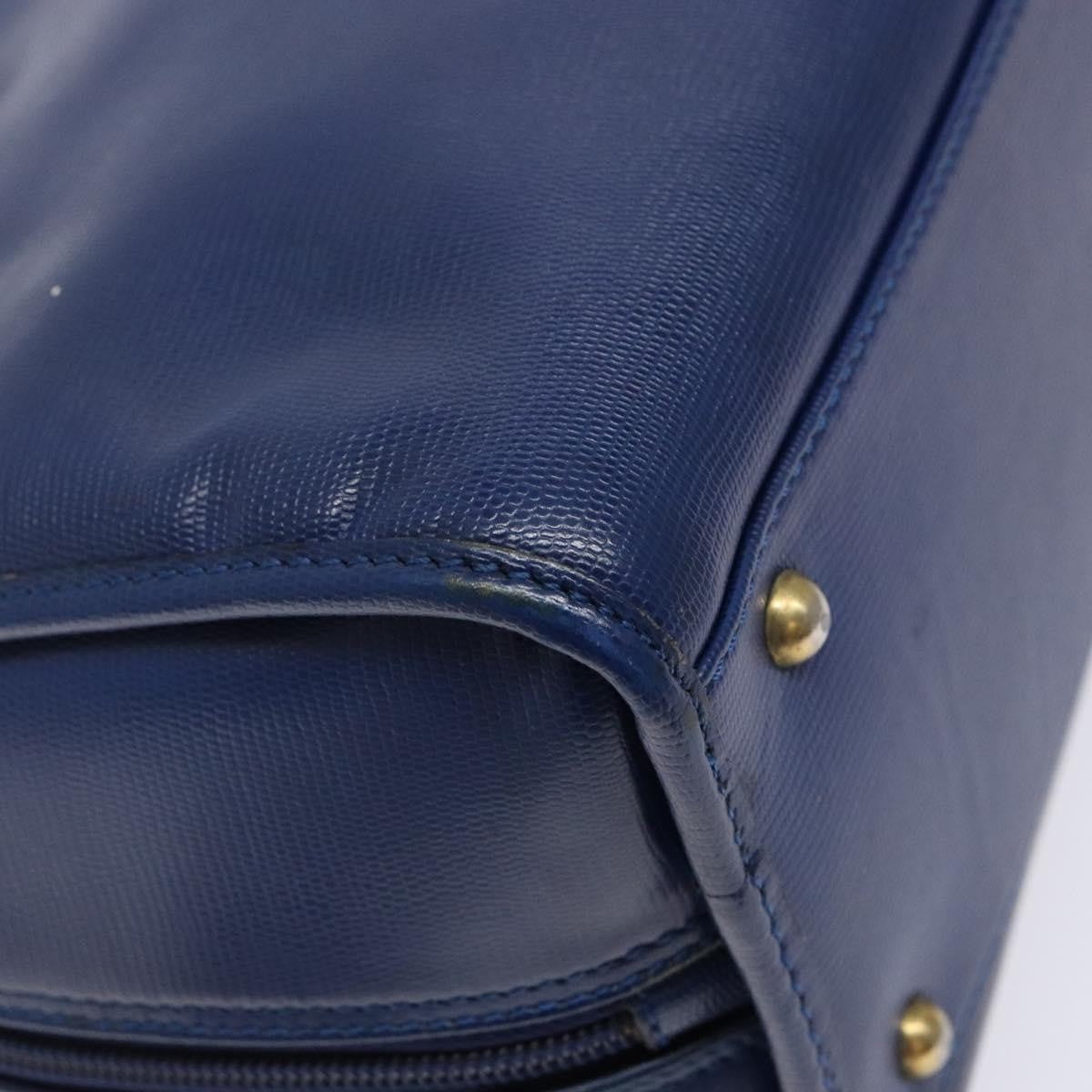 Celine Circle Logo Handbag Leather Blue Leather Bag (Pre-Owned)