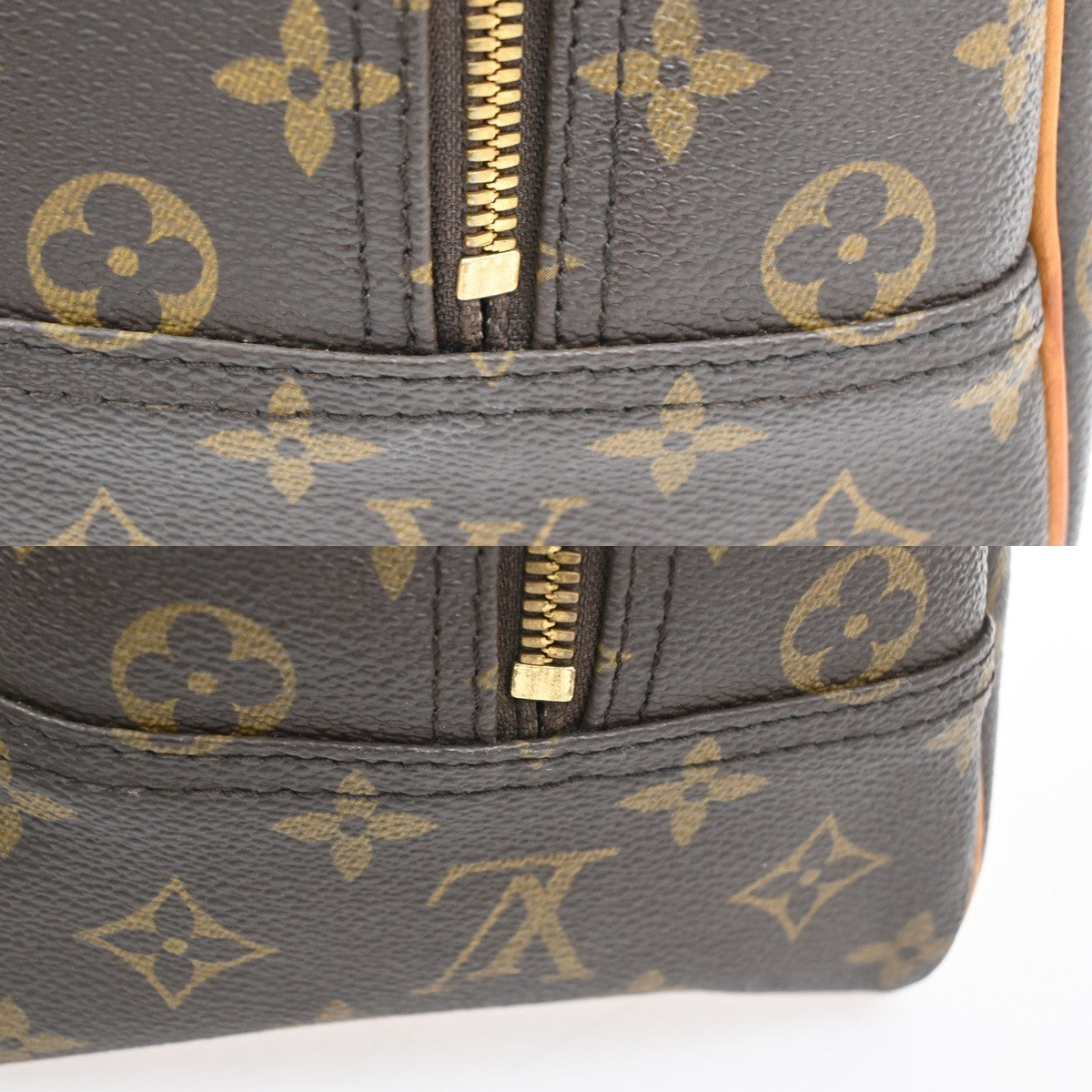 Louis Vuitton Deauville Handbag Monogram Canvas Brown Canvas Handbag (Pre-Owned)
