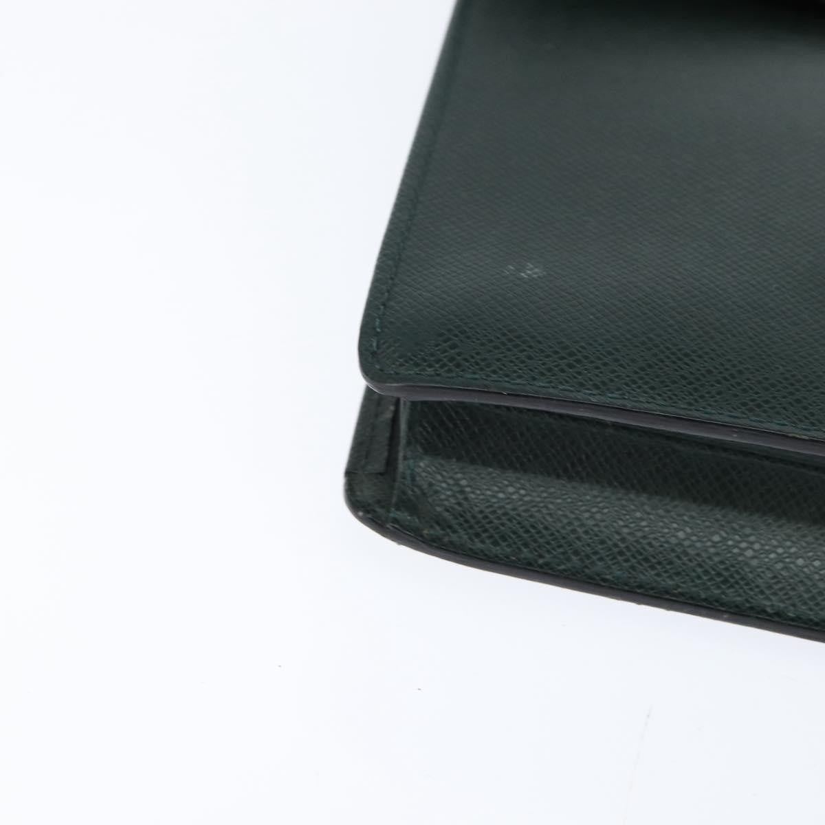 Louis Vuitton Serviette Kourad Briefcase Taiga Leather Green Leather Briefcase Bag (Pre-Owned)