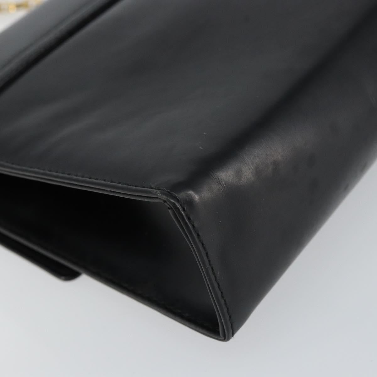 Salvatore Ferragamo Gancini Chain Shoulder Bag Leather Black Leather Shoulder Bag Bag (Pre-Owned)