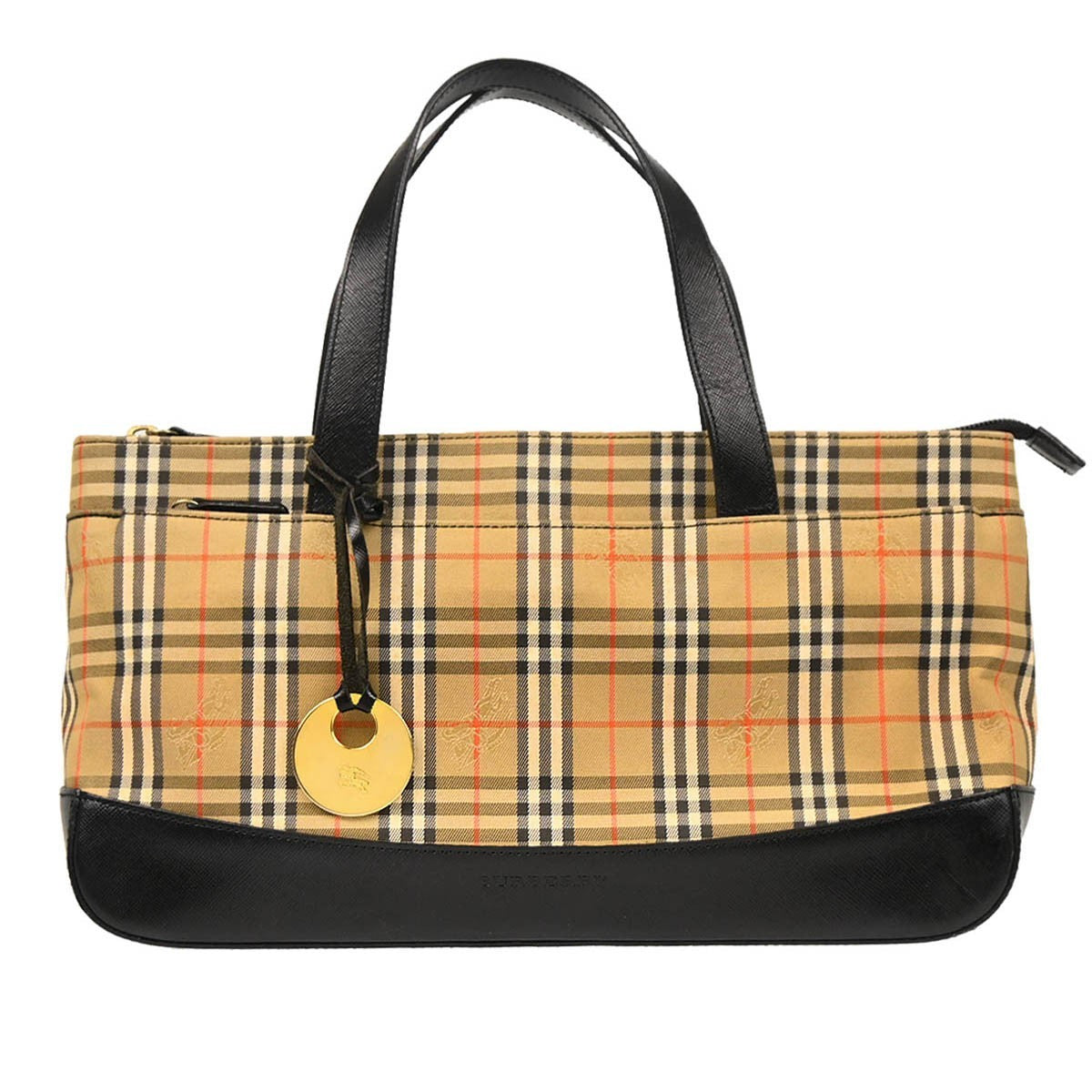 Burberry Nova Check Tote Nylon And Leather Beige Canvas Tote Bag Bag (Pre-Owned)