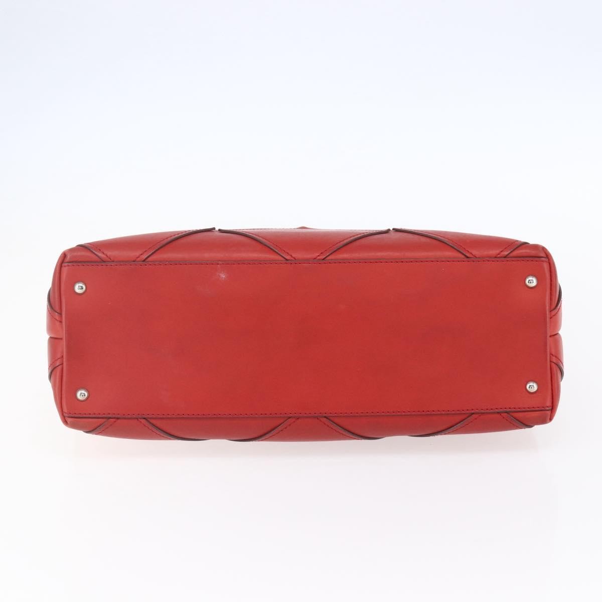 Salvatore Ferragamo Gancini Handbag Leather Red Leather Handbag (Pre-Owned)
