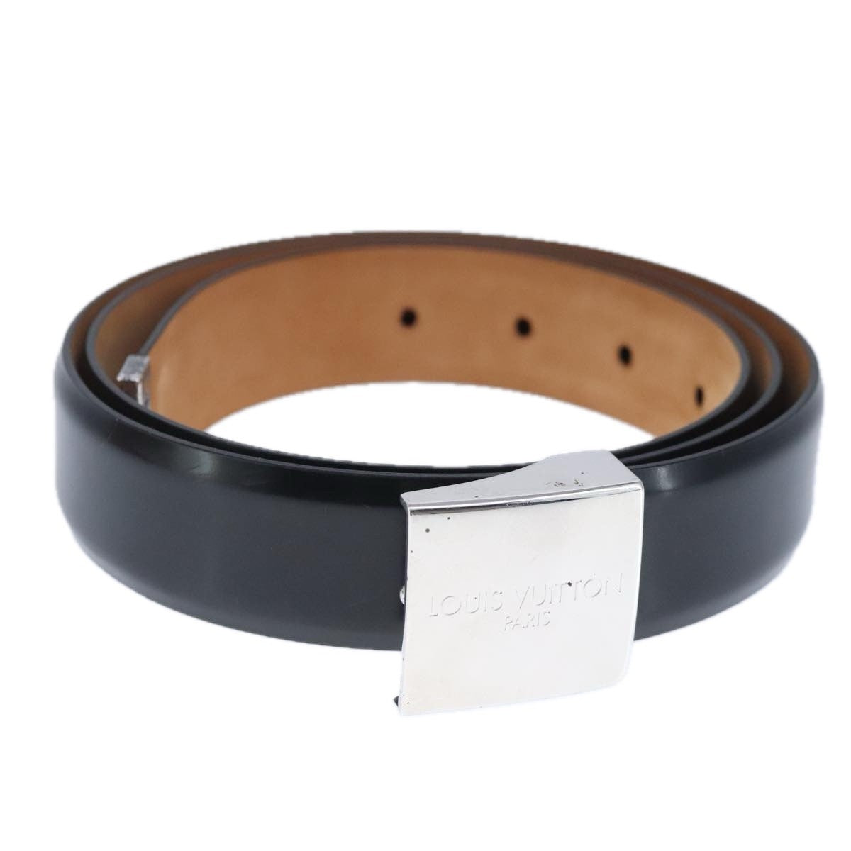 Louis Vuitton Carre Belt Leather Black Leather Belts Accessory (Pre-Owned)