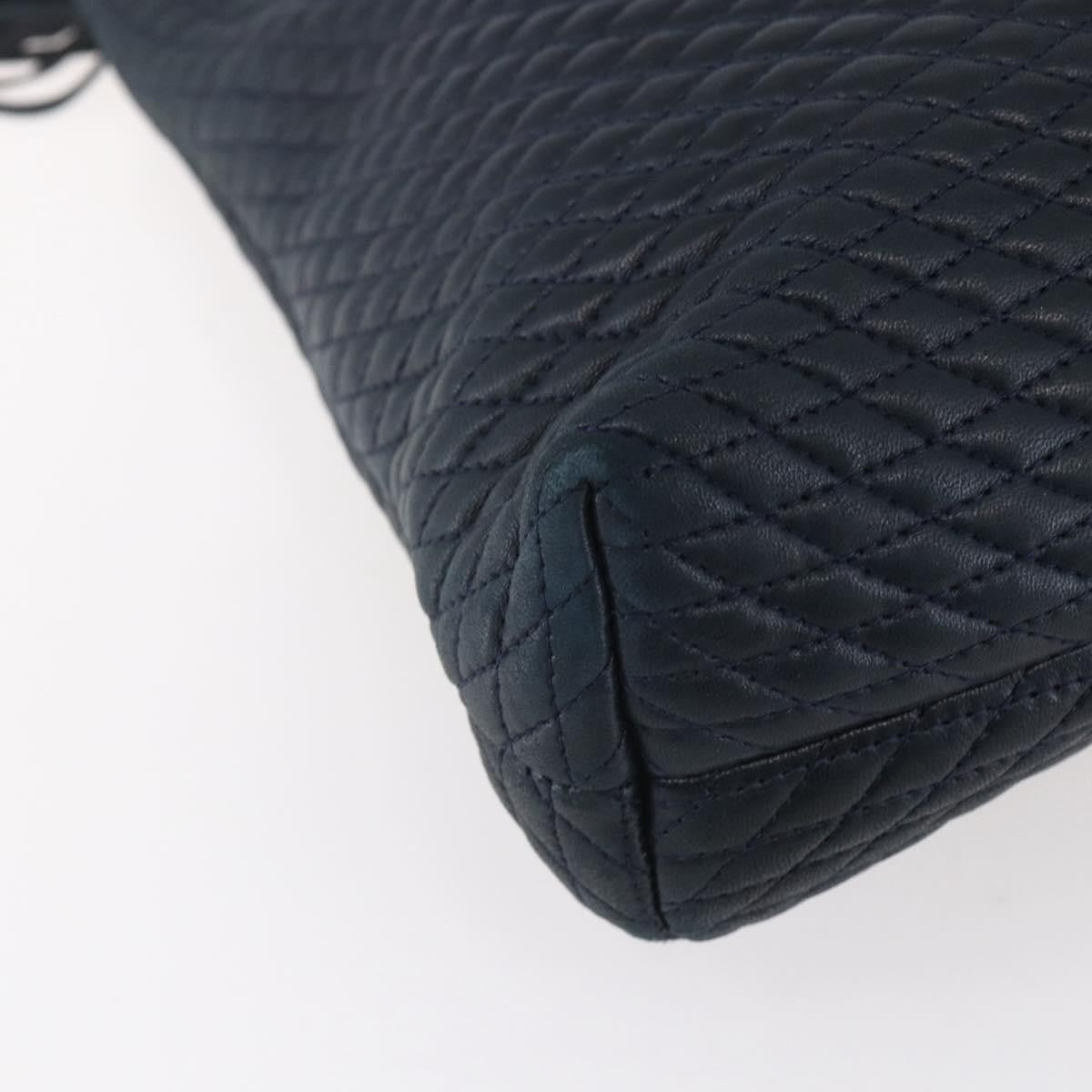 Bally Vintage Chain Shoulder Bag Quilted Leather Navy Leather Shoulder Bag Bag (Pre-Owned)