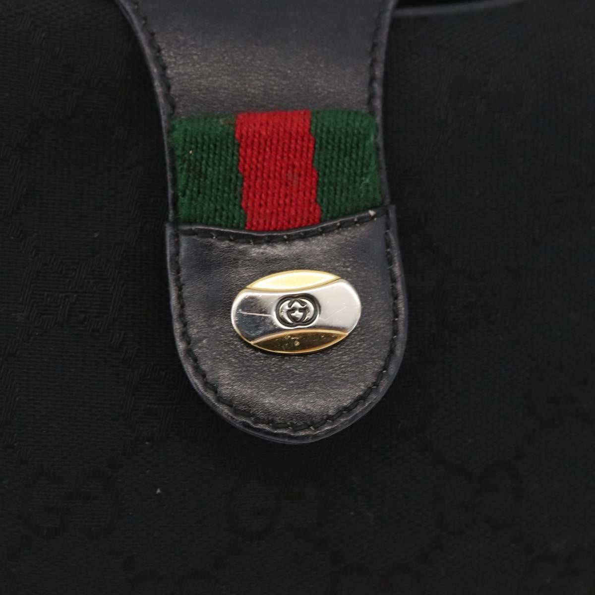 Gucci Sherry Line Shoulder Bag Canvas Black Canvas Shoulder Bag Bag (Pre-Owned)