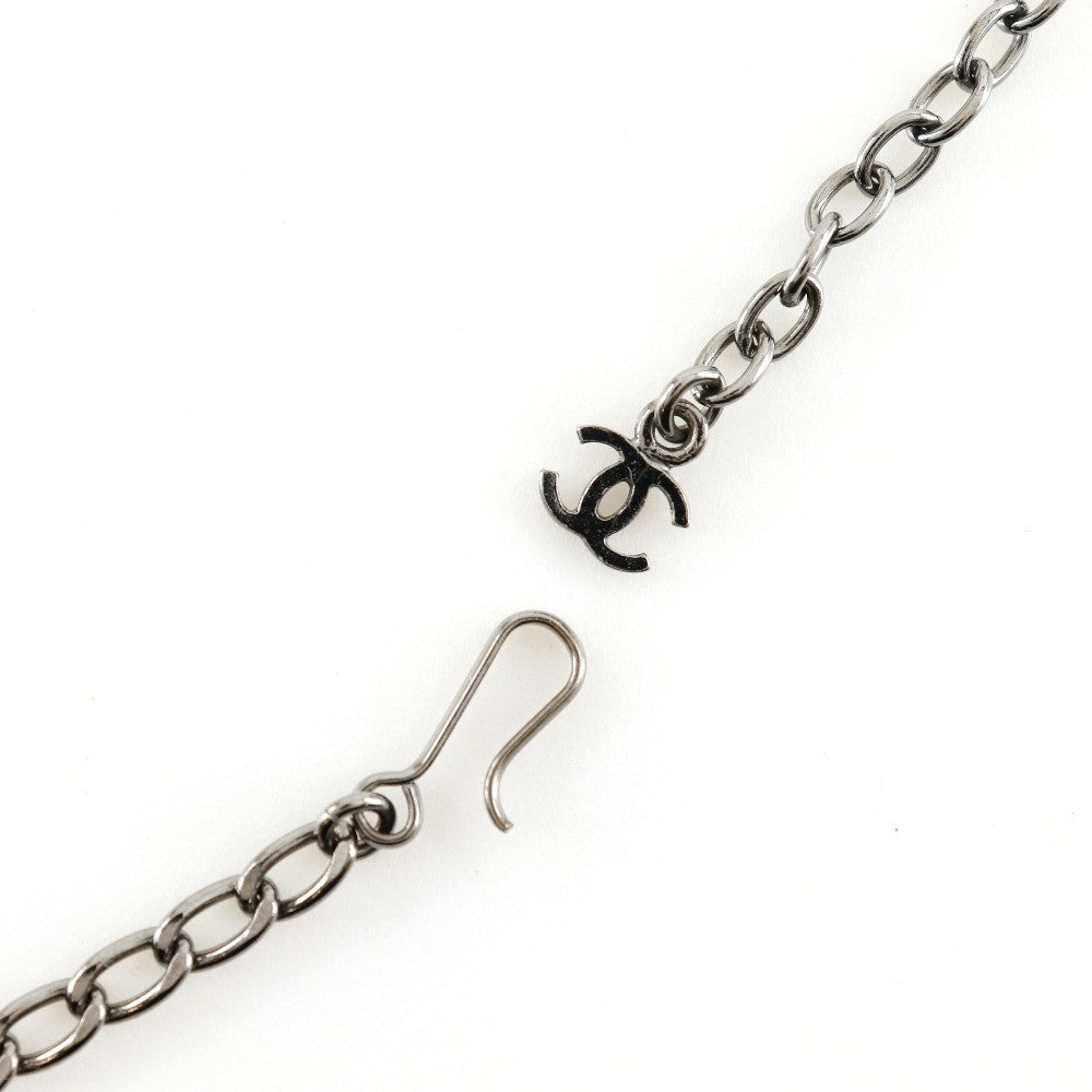 Chanel Cc Pendant Necklace Metal With Crystals Silver Metal Necklace Jewelry (Pre-Owned)