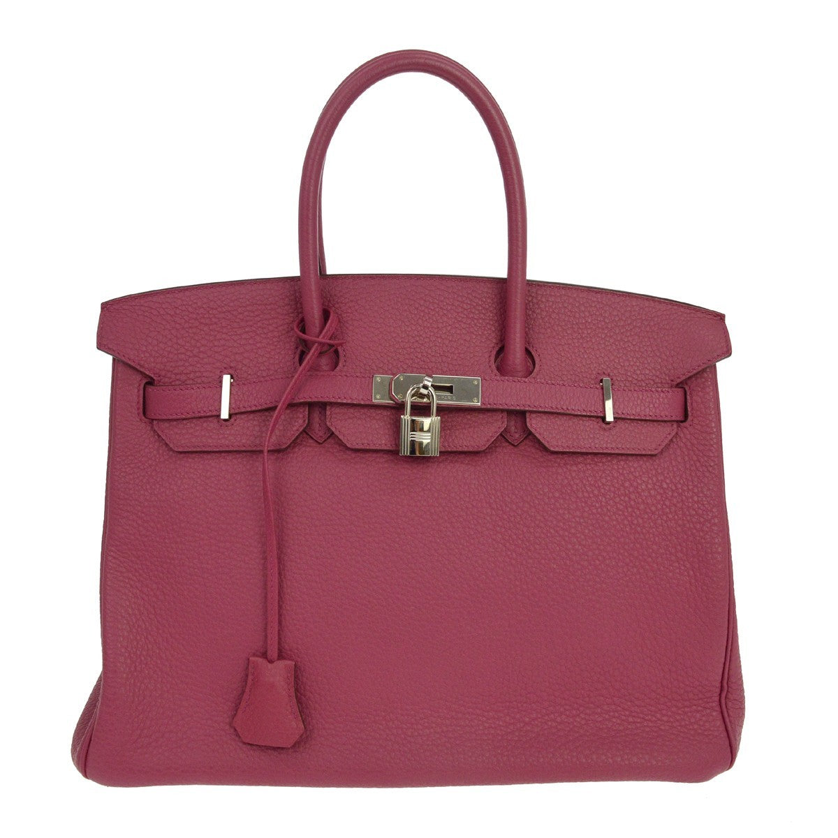 Hermes Birkin Handbag Pink Togo With Palladium Hardware Blue Leather Handbag (Pre-Owned)