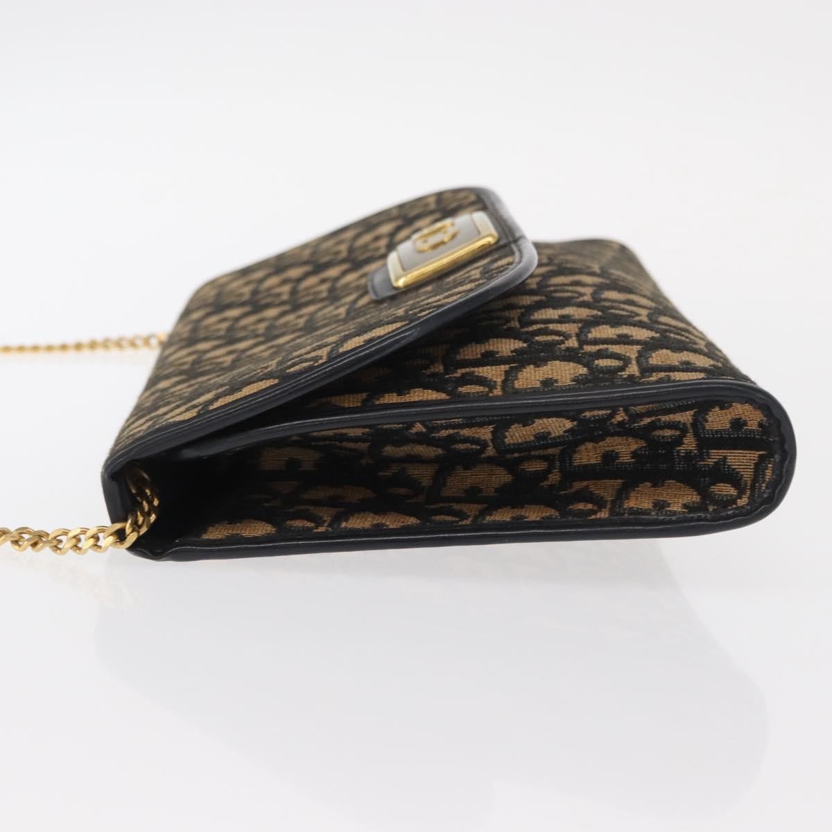 Christian Dior Vintage Cd Chain Flap Shoulder Bag Diorissimo Canvas Navy Canvas Shoulder Bag Bag (Pre-Owned)