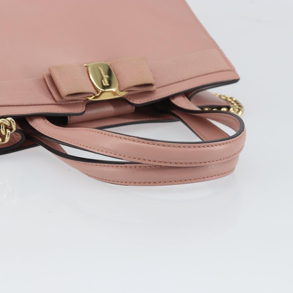 Salvatore Ferragamo Vara Bow Top Handle Convertible Tote Leather Pink Leather Tote Bag Bag (Pre-Owned)