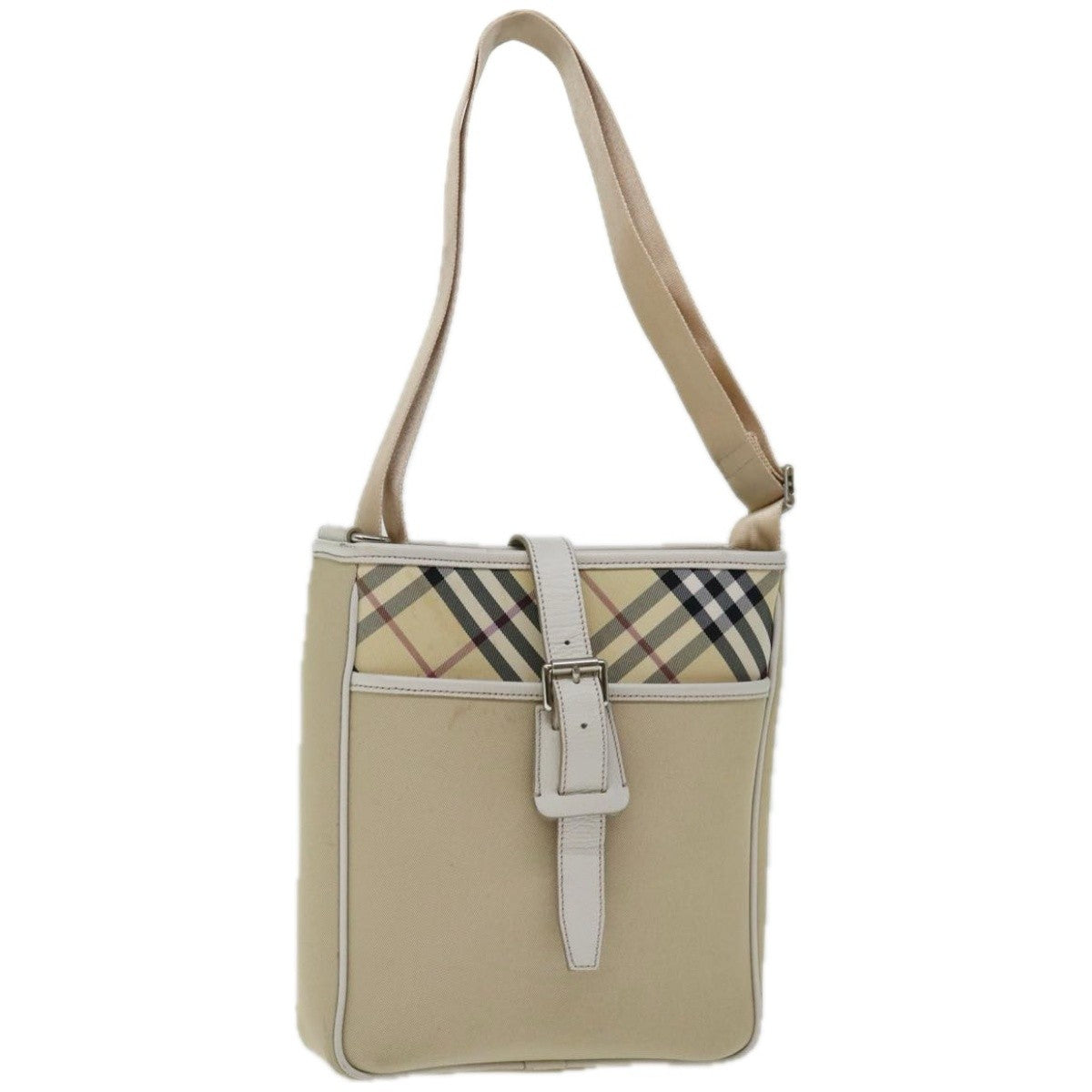 Burberry Nova Check Shoulder Bag Canvas Beige Canvas Shoulder Bag Bag (Pre-Owned)
