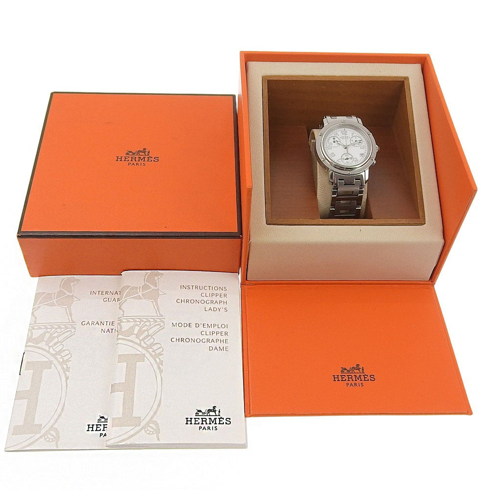 Hermes Clipper Chronograph Quartz Watch Stainless Steel Watch (Pre-Owned)