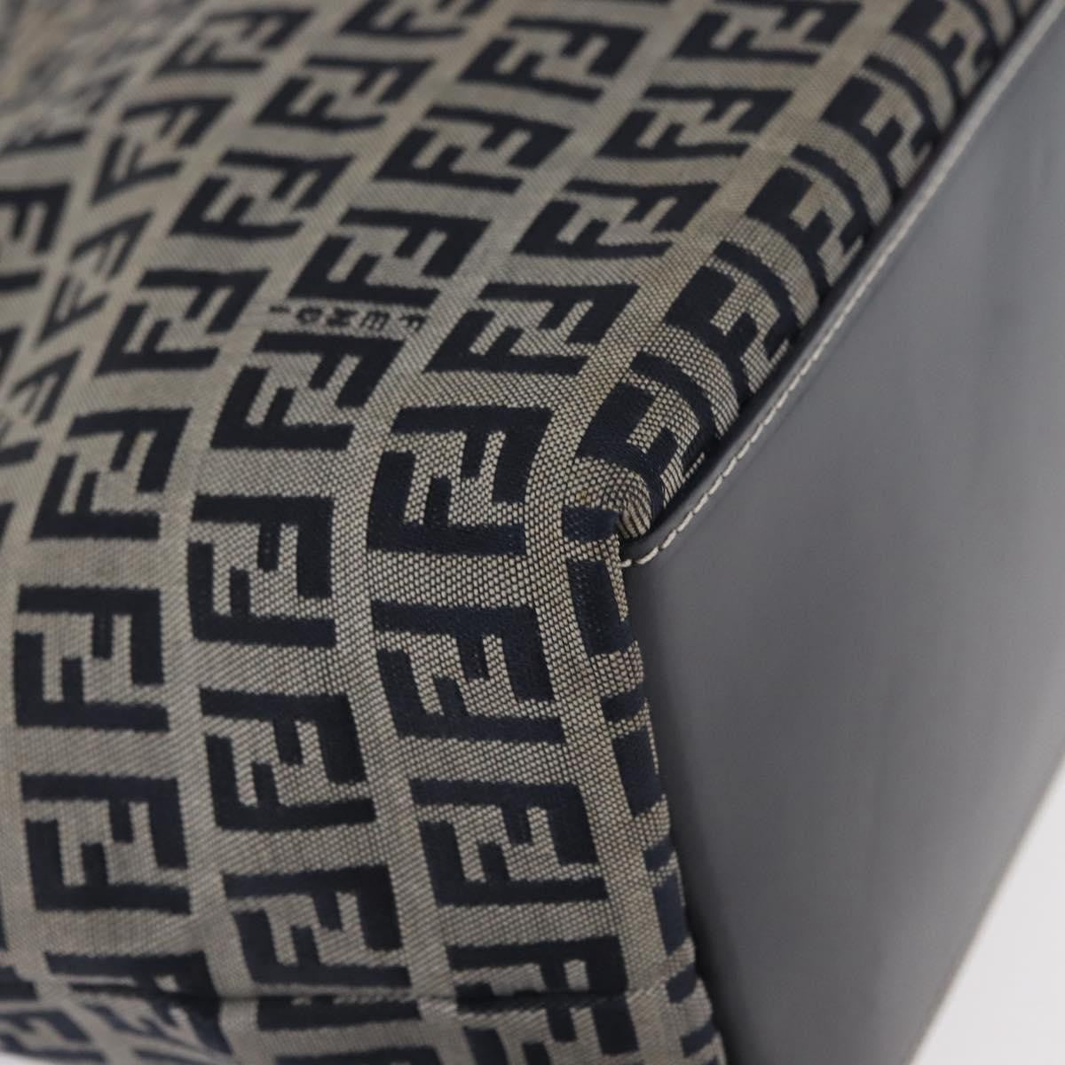 Fendi Shopping Tote Zucchino Canvas Navy Canvas Tote Bag Bag (Pre-Owned)