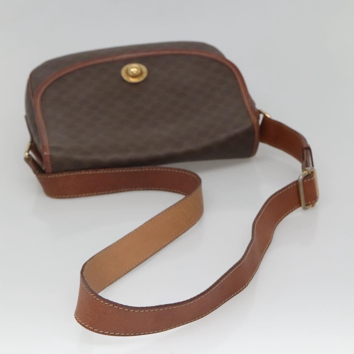 Celine Vintage Macadam Shoulder Bag Canvas And Leather Brown Canvas Shoulder Bag Bag (Pre-Owned)