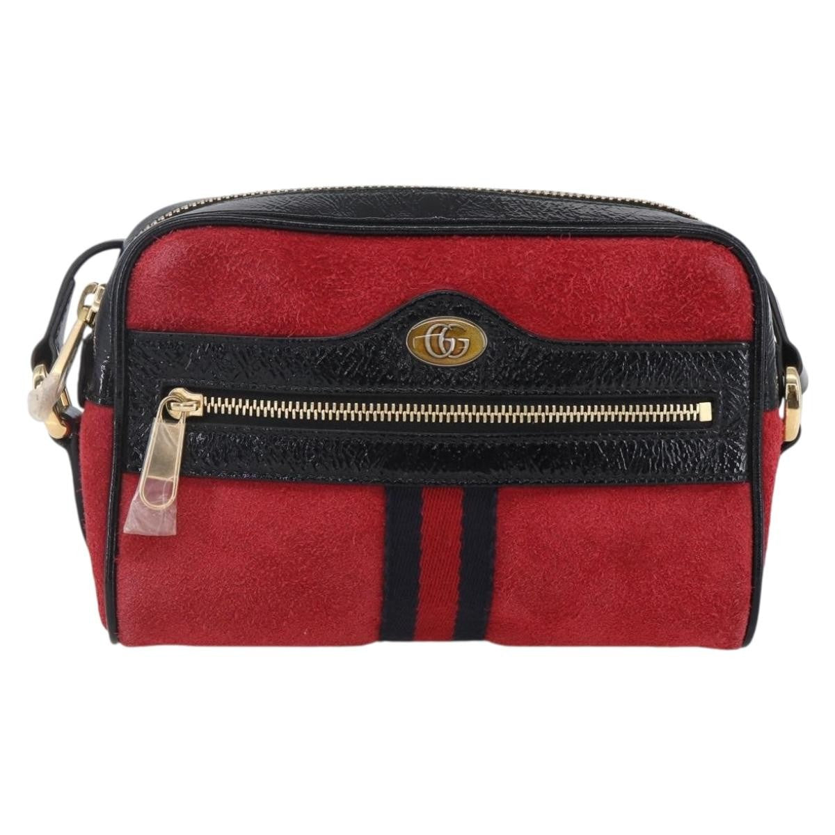 Gucci Ophidia Shoulder Bag Suede Red Suede Shoulder Bag Bag (Pre-Owned)