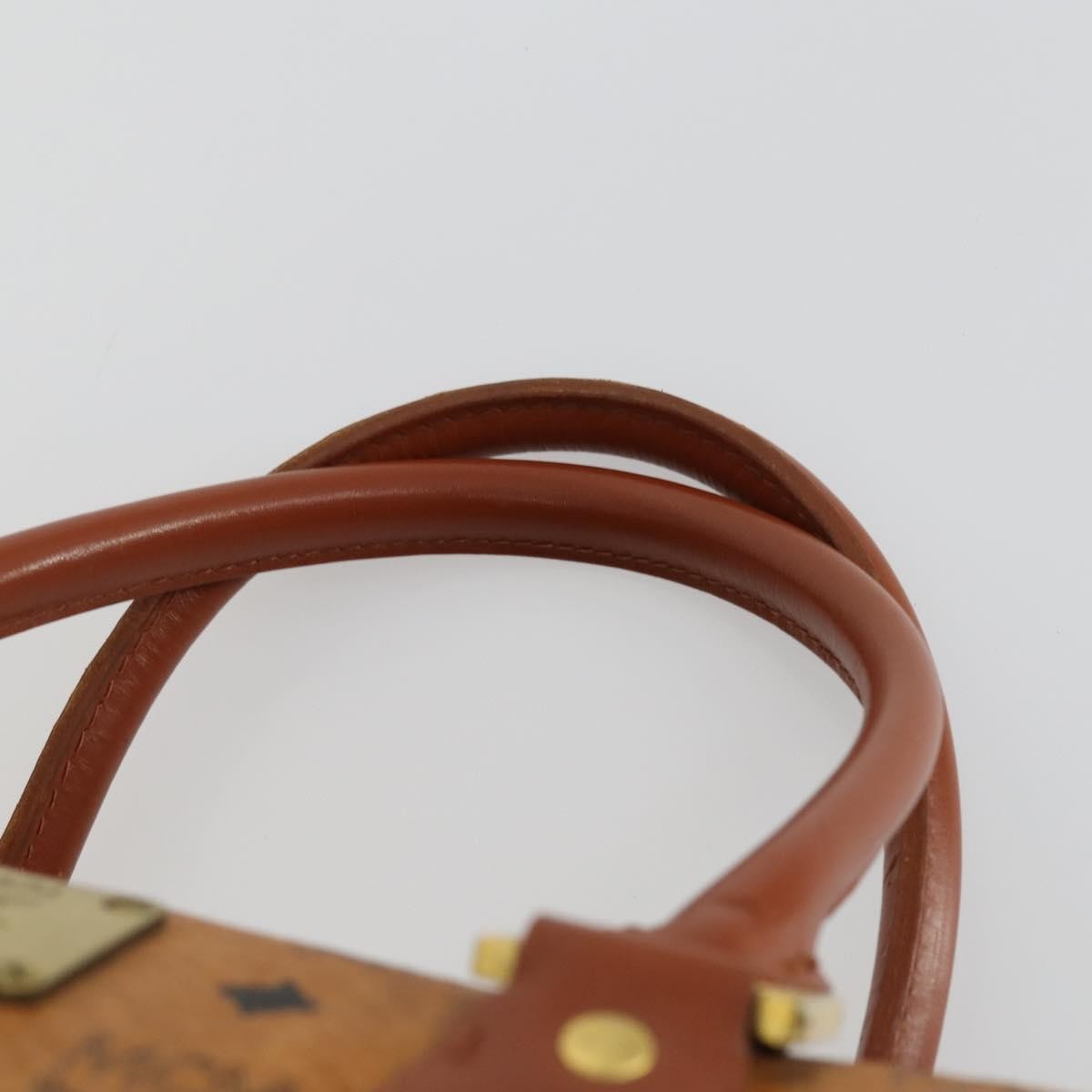 MCM Visetos Logogramme Handbag Canvas And Leather Brown Canvas Handbag (Pre-Owned)