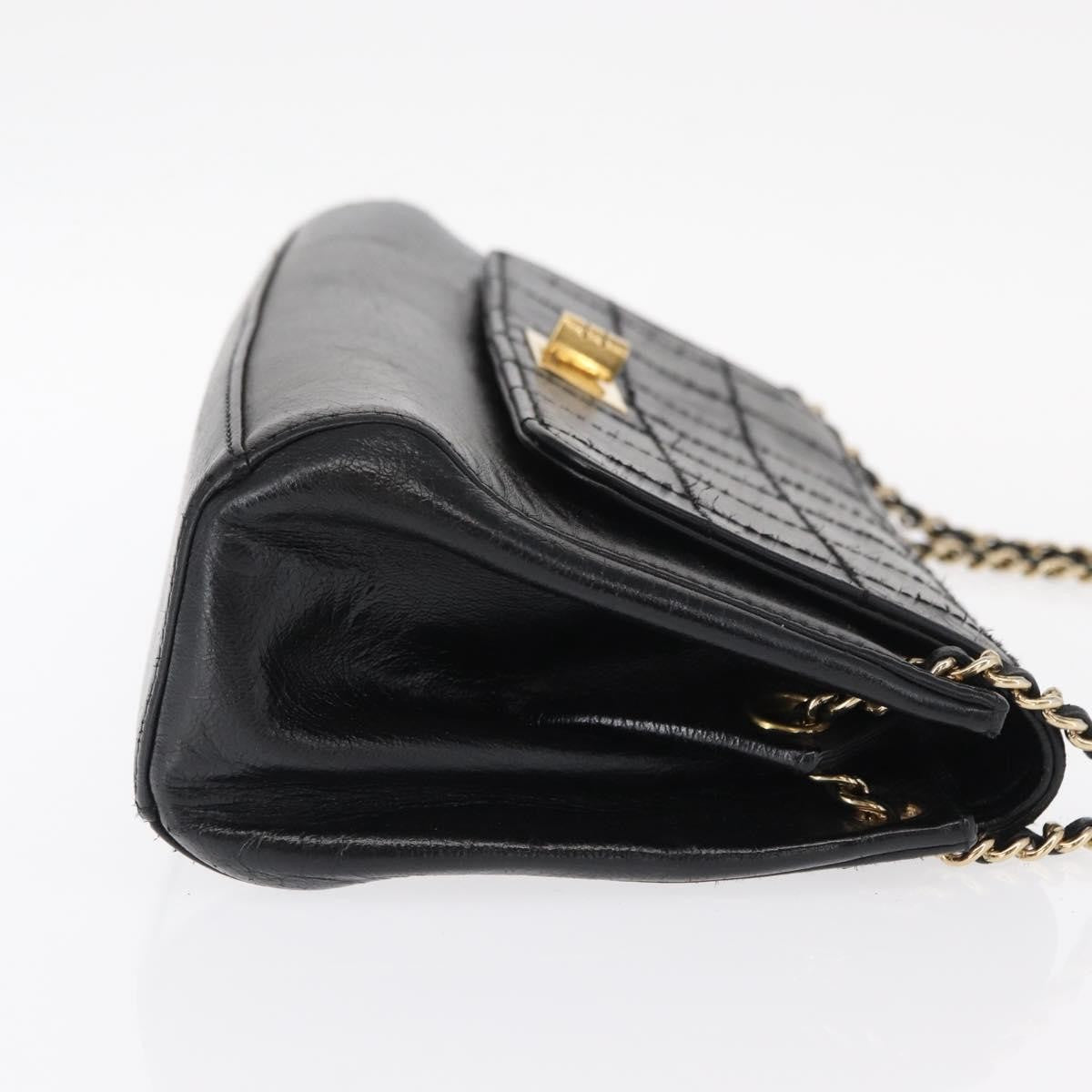 Chanel Chocolate Bar Accordion Reissue Flap Bag Quilted Lambskin Black Leather Shoulder Bag Bag (Pre-Owned)