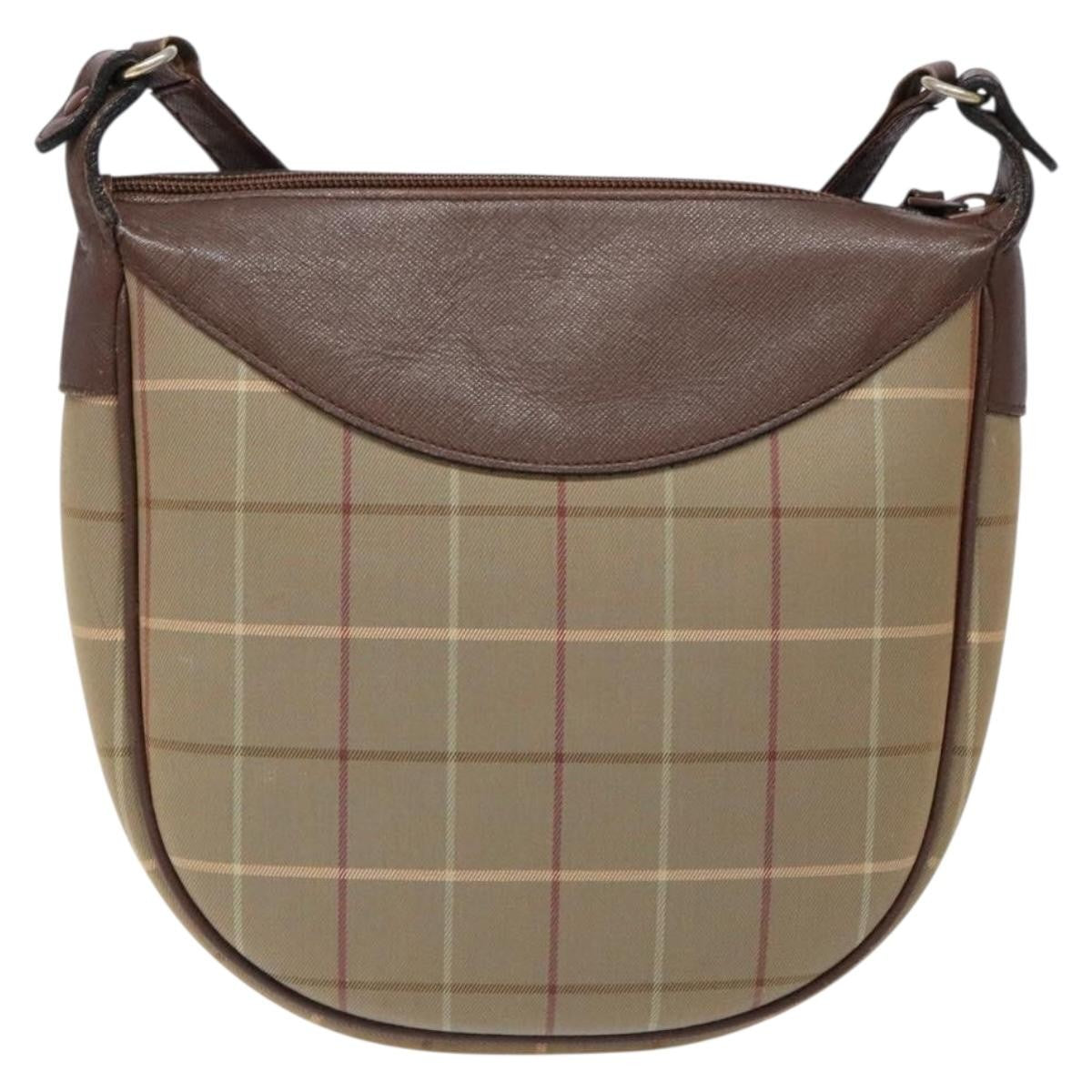 Burberry Nova Check Shoulder Bag Canvas Beige Canvas Shoulder Bag Bag (Pre-Owned)