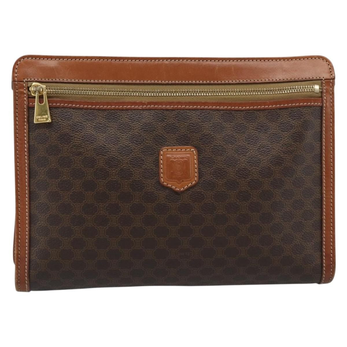 Celine Macadam Pochette Canvas Brown Canvas Clutche & Pouche Bag (Pre-Owned)