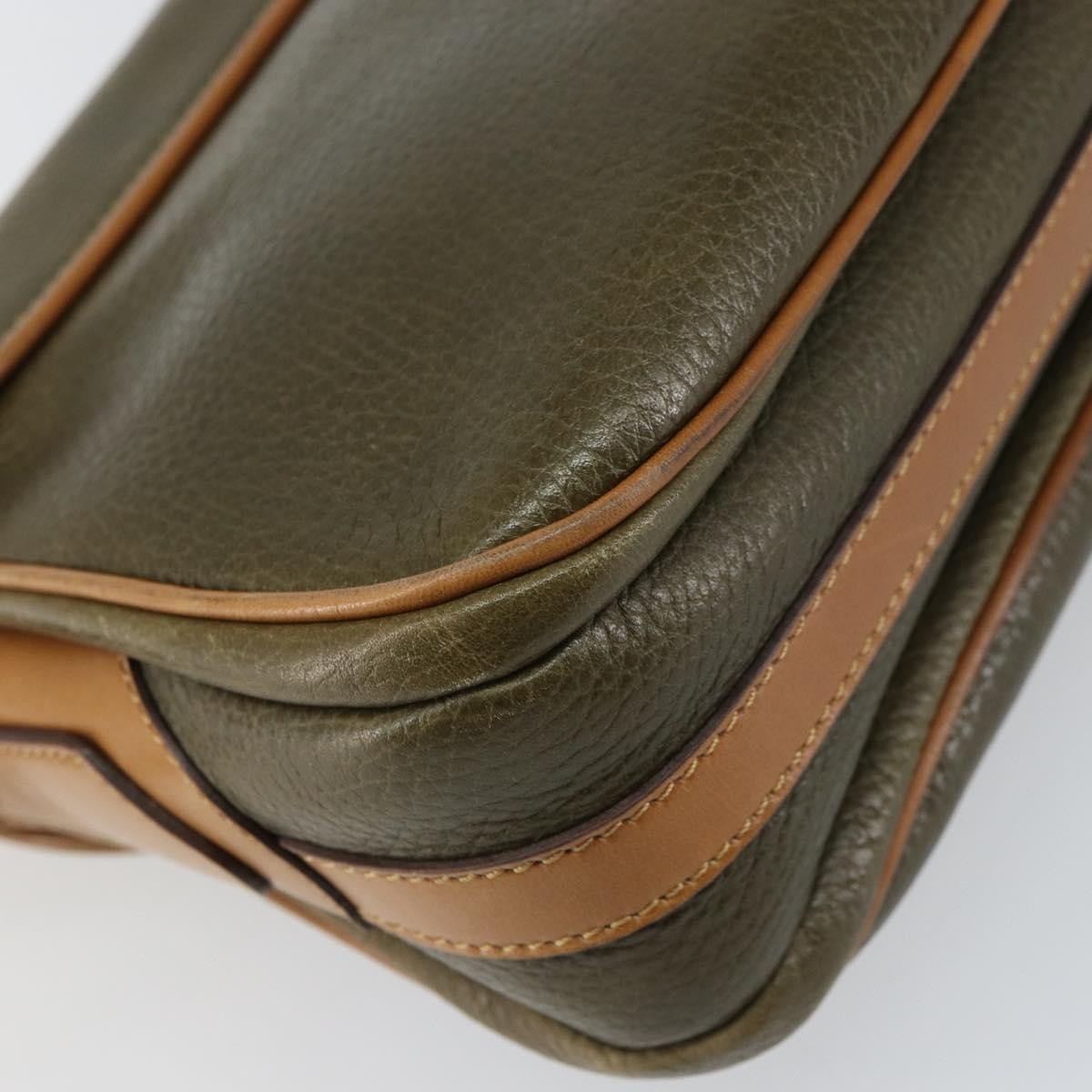 Celine Vintage Shoulder Bag Leather Khaki Leather Shoulder Bag Bag (Pre-Owned)