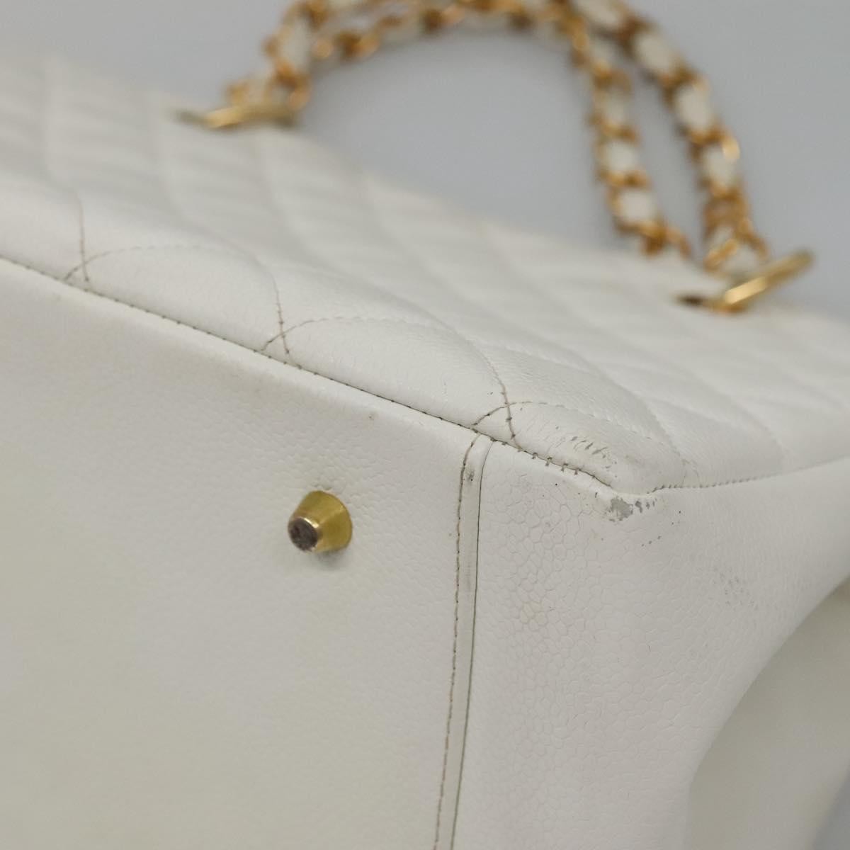 Chanel Vintage Grand Shopping Tote Quilted Caviar White Leather Bag (Pre-Owned)