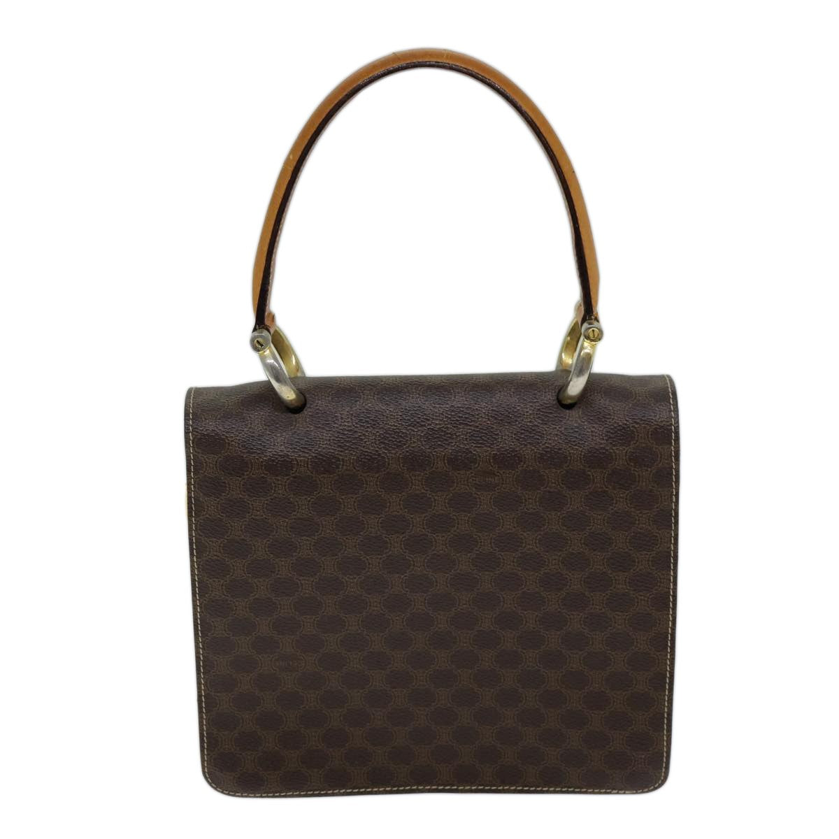 Celine Macadam Handbag Macadam With Leather Brown Canvas Handbag (Pre-Owned)