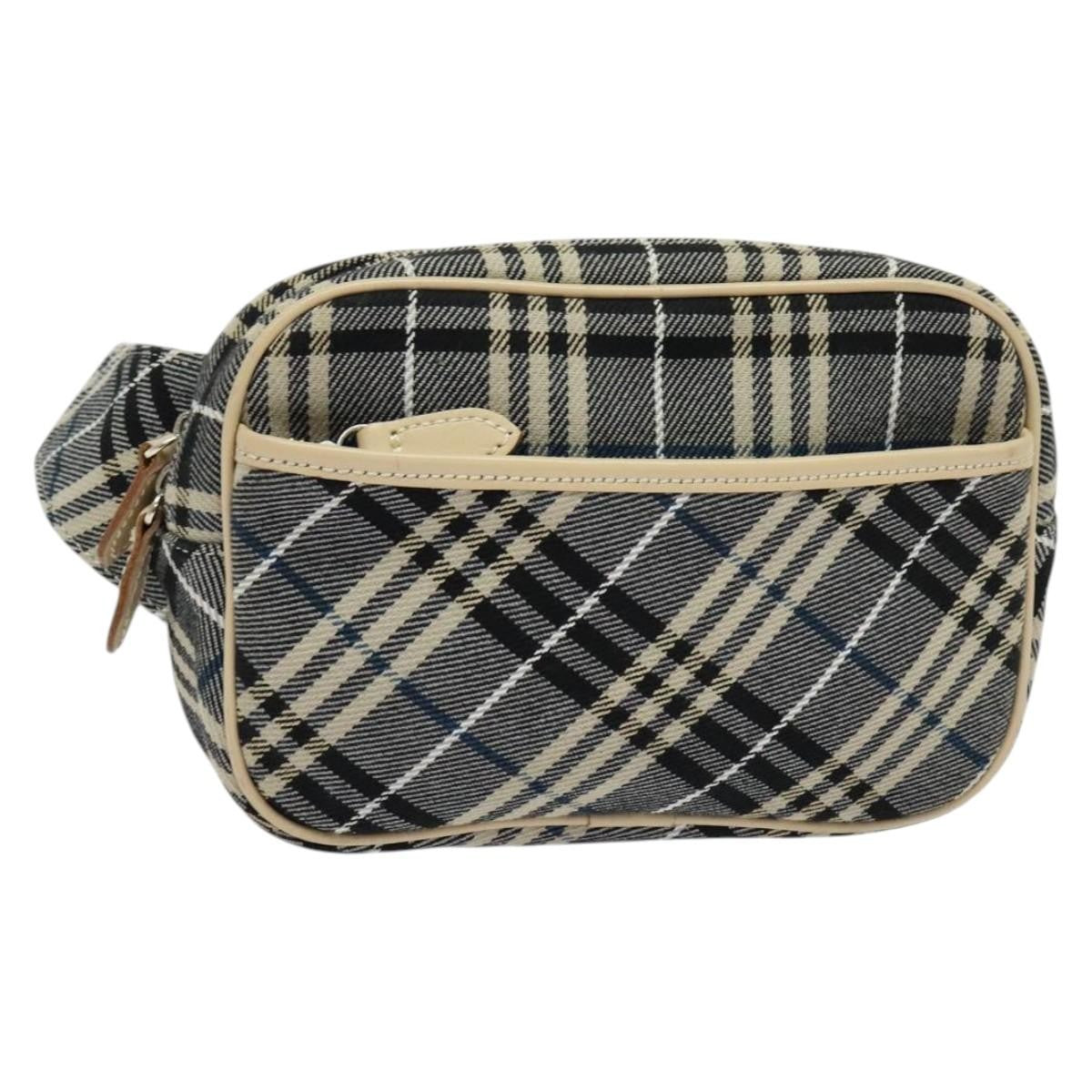 Burberry Waist Bag Vintage Check Canvas Blue Canvas Shoulder Bag Bag (Pre-Owned)