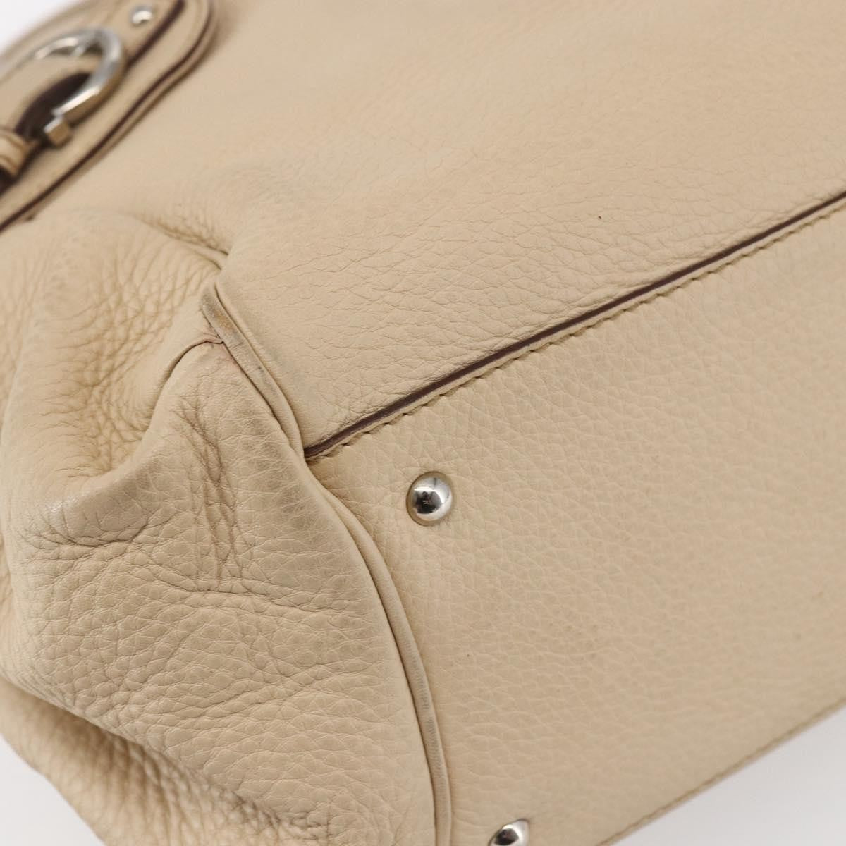 Salvatore Ferragamo Gancini Handbag Leather Beige Leather Shoulder Bag Bag (Pre-Owned)