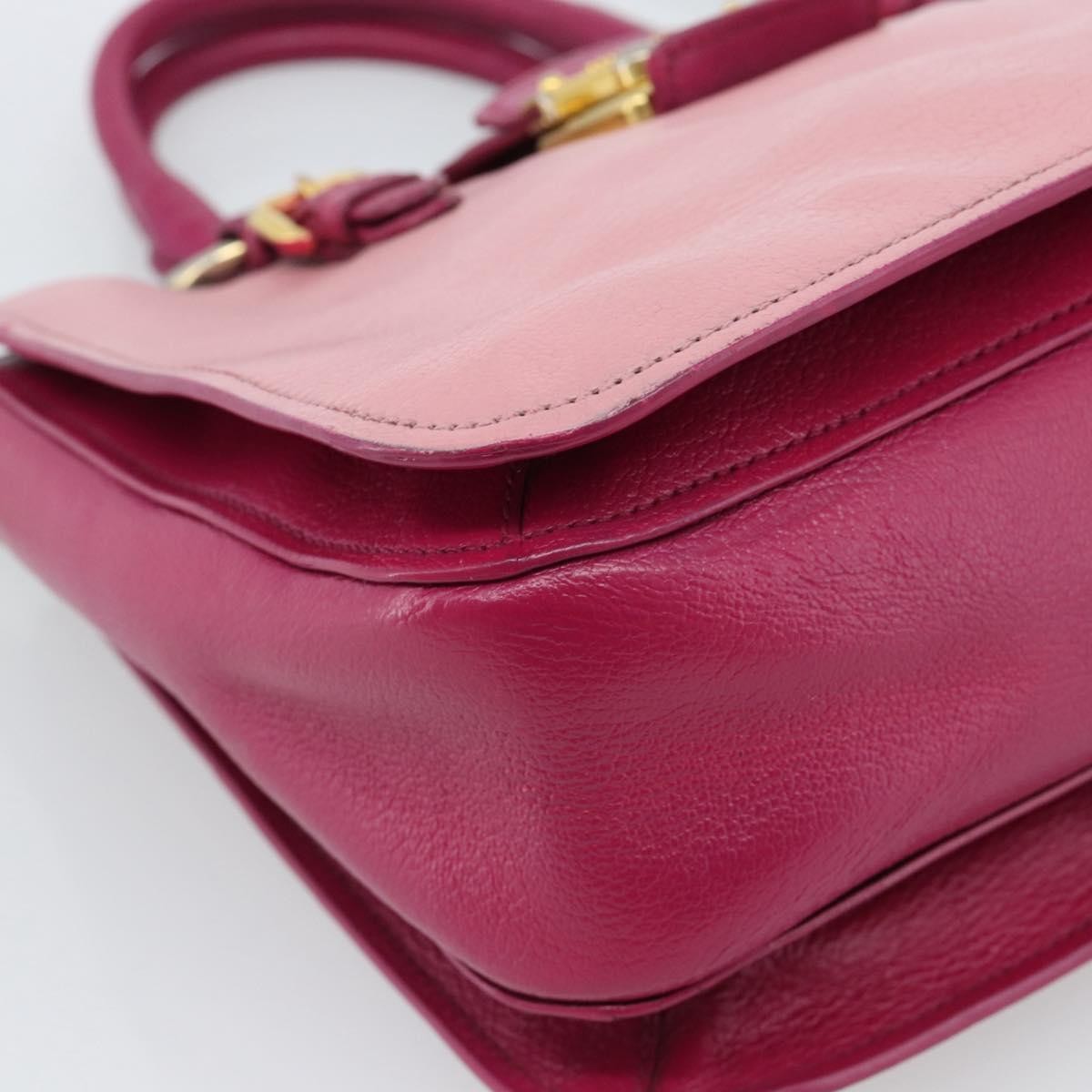 Miu Miu Madras Convertible Lock Tote Leather Pink Leather Handbag (Pre-Owned)