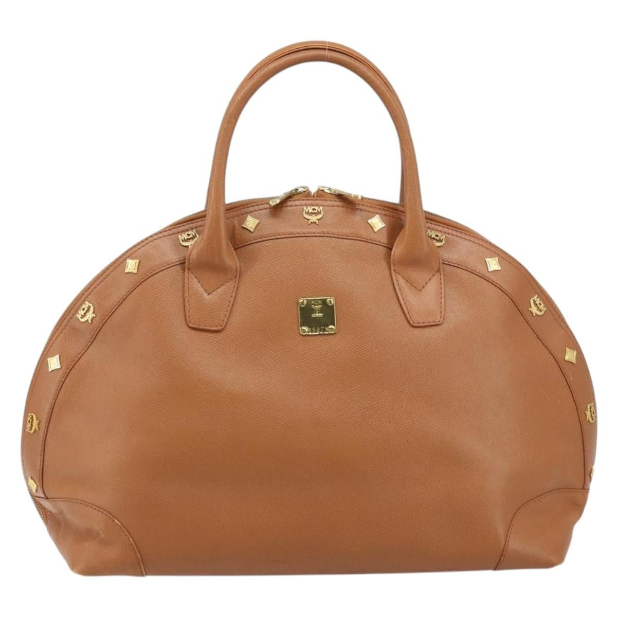 MCM Vintage Handbag Leather Brown Leather Handbag (Pre-Owned)