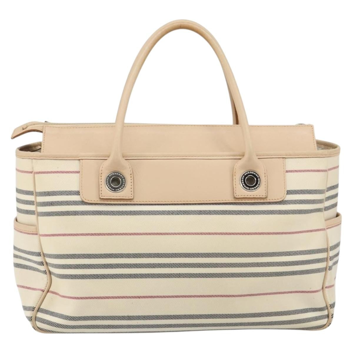 Burberry Nova Check Tote Canvas And Leather Beige Canvas Tote Bag Bag (Pre-Owned)