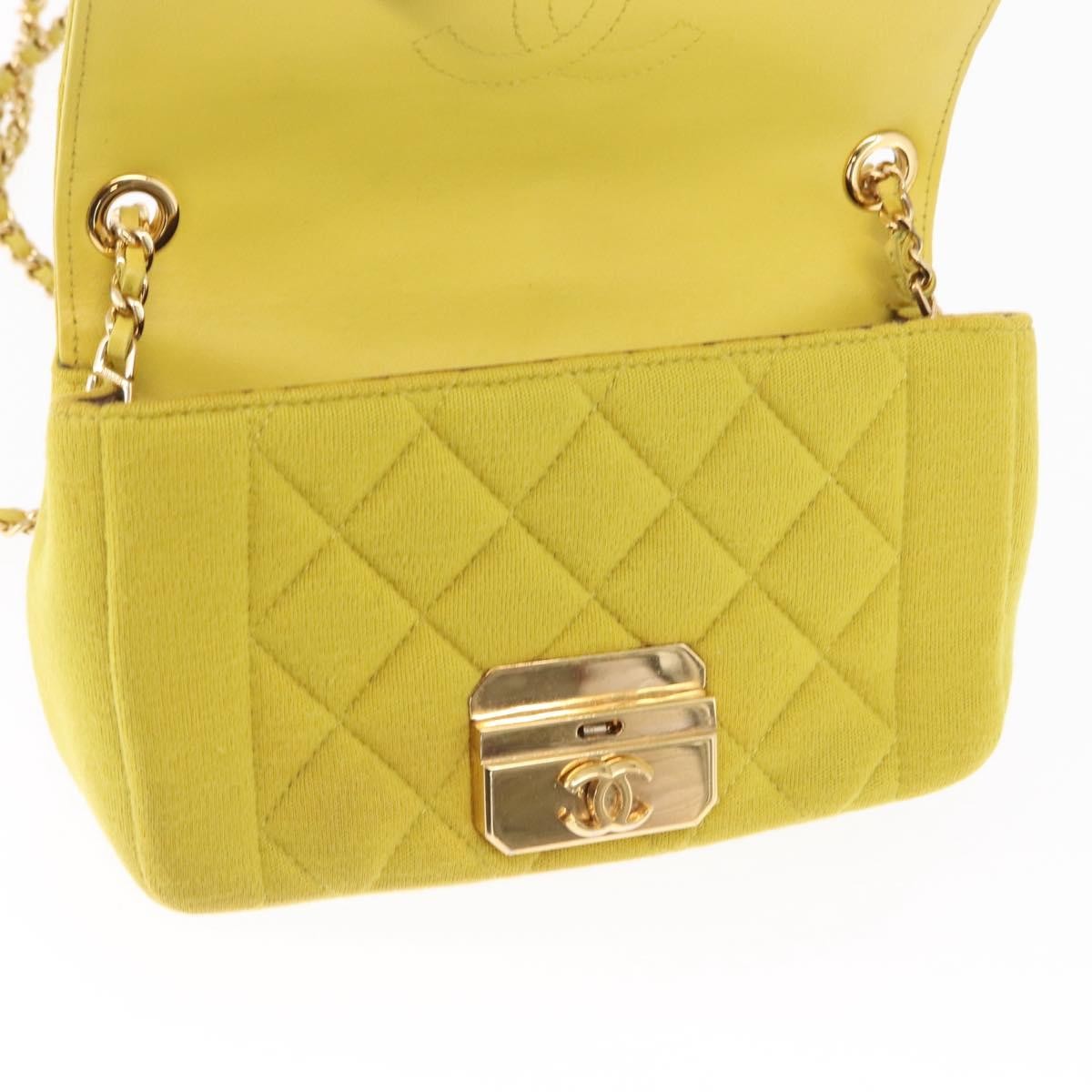 Chanel Chic With Me Flap Bag Quilted Jersey Yellow Cotton Shoulder Bag Bag (Pre-Owned)