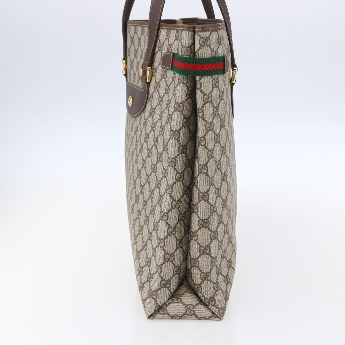 Gucci Vintage Tote Gg Canvas Beige Pvc Tote Bag Bag (Pre-Owned)