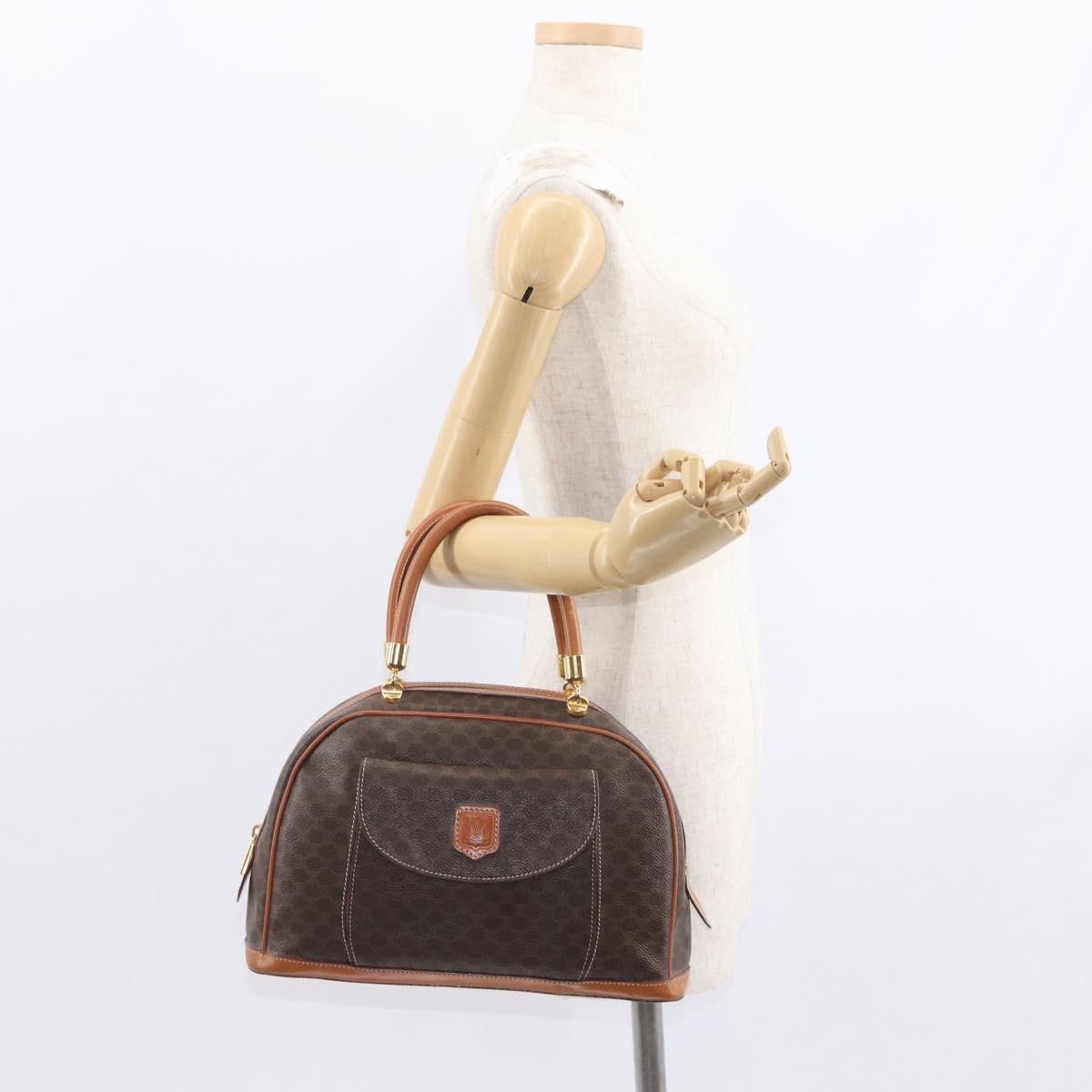 Celine Vintage Macadam Handbag Canvas And Leather Brown Canvas Handbag (Pre-Owned)