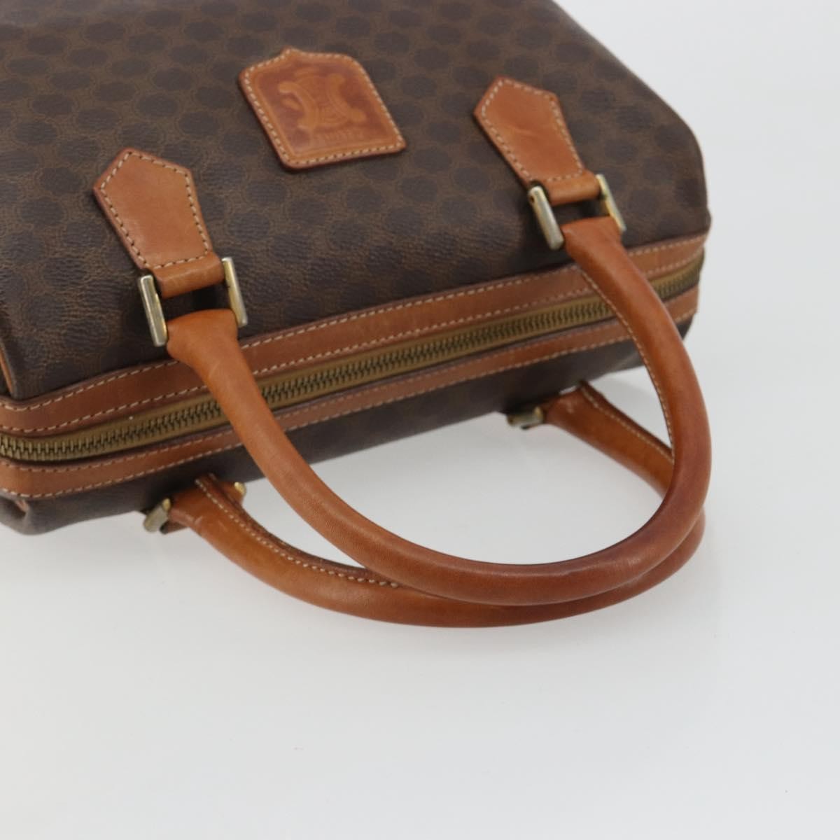 Celine Vintage Triomphe Handbag Canvas Brown Canvas Handbag (Pre-Owned)